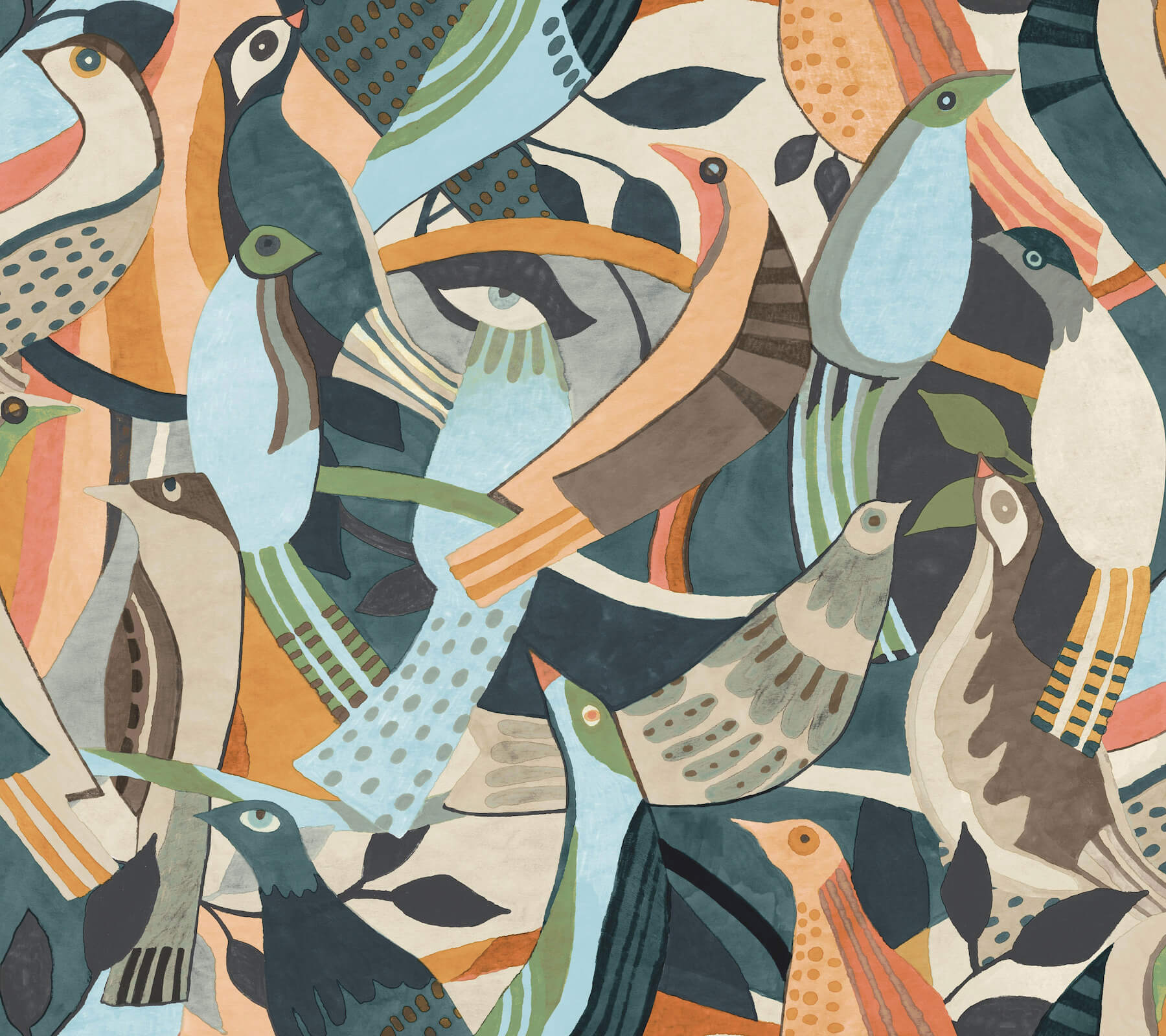 Fauvist Flock Coral Abstract Peel  Stick Wallpaper