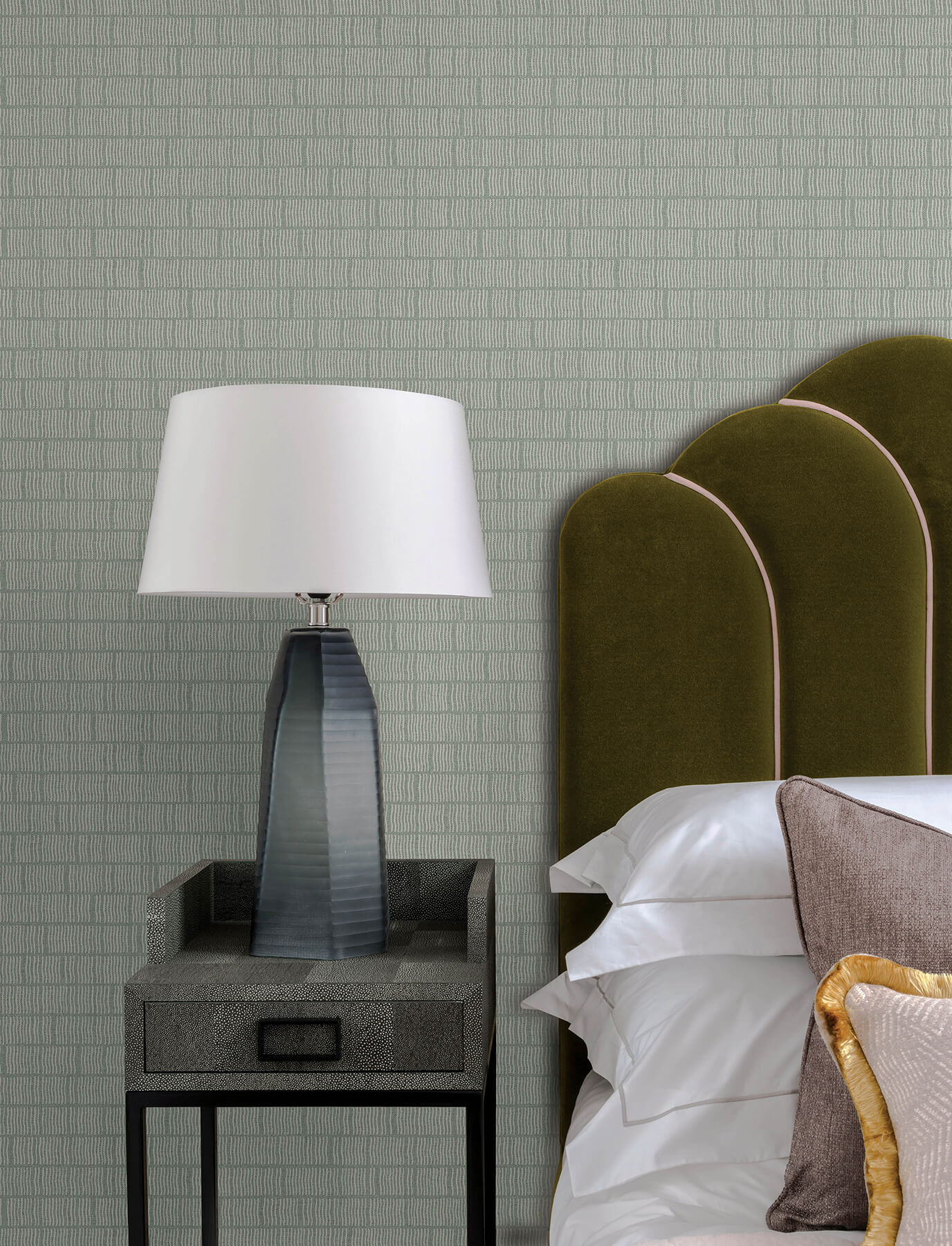 Collis Green Squiggle Stripe Wallpaper