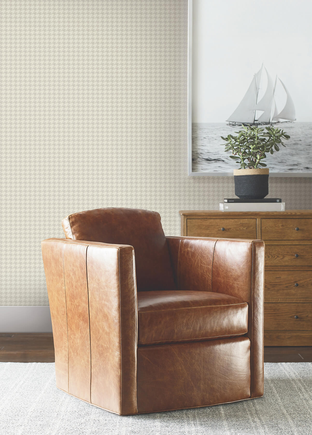 Watson Light Grey Houndstooth Wallpaper