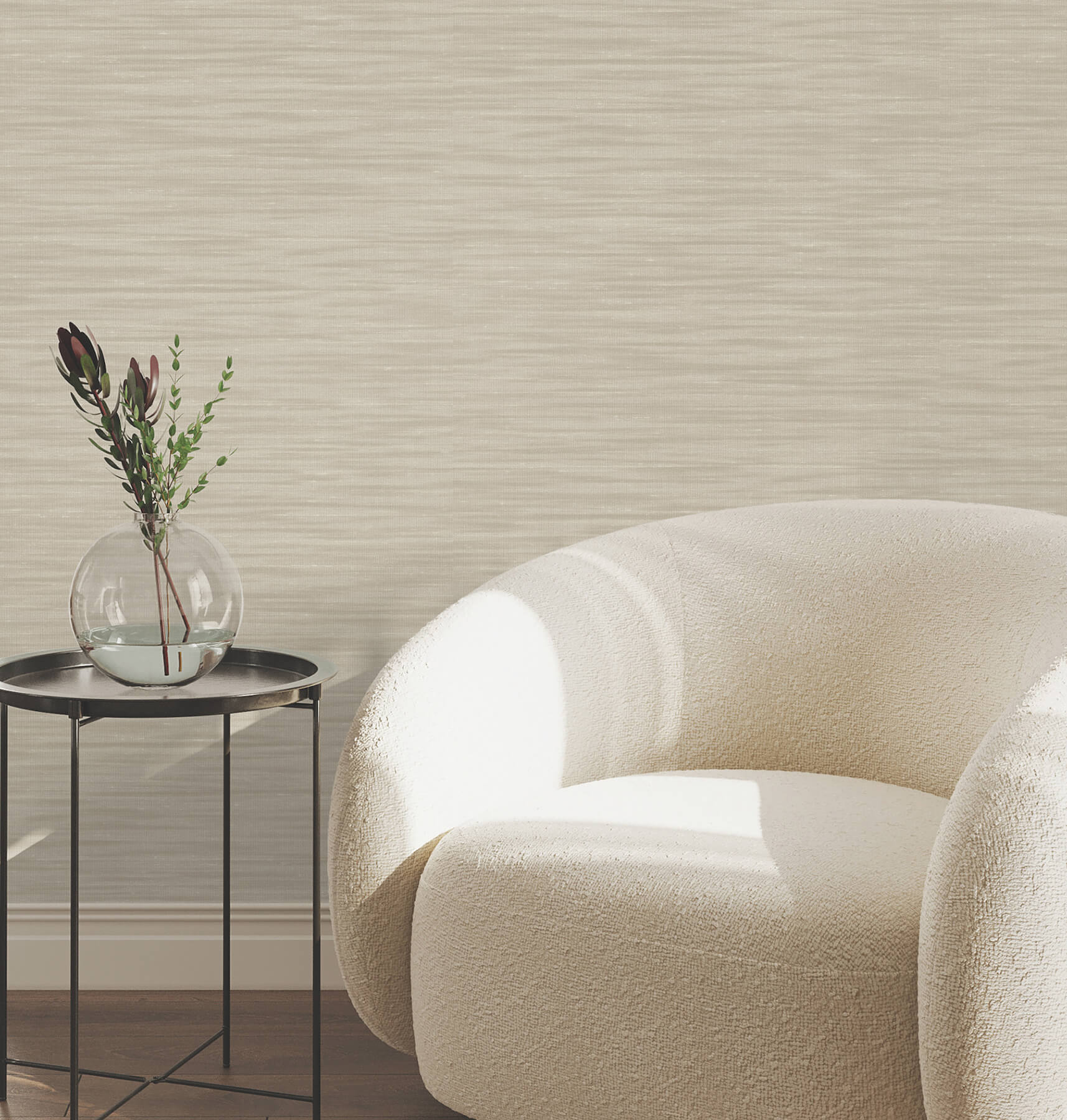 Sari Silk Beige Faux Fabric Wallpaper
