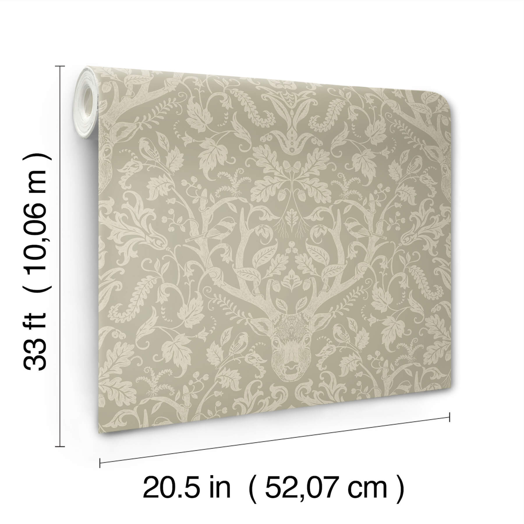 Kiwassa Sage Antler Damask Wallpaper