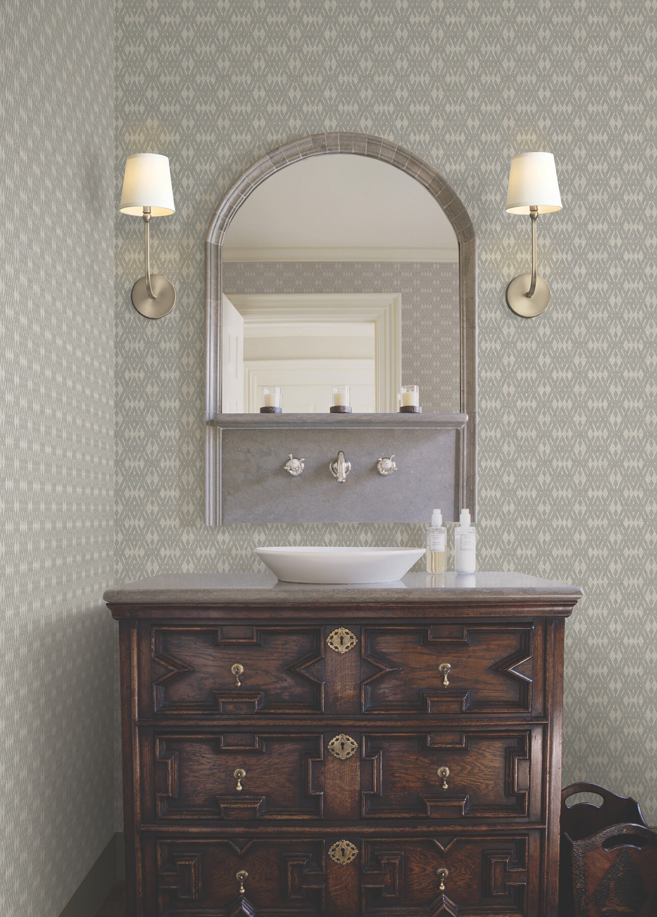 Radcliffe Grey Diamond Motif Wallpaper