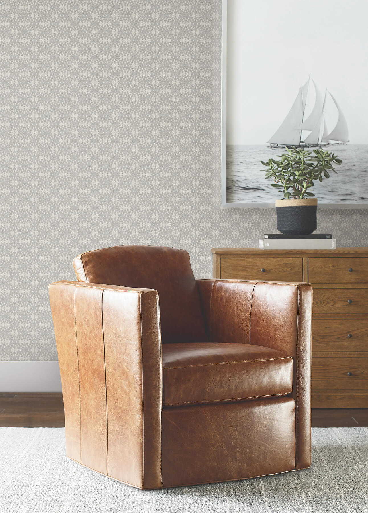 Radcliffe Grey Diamond Motif Wallpaper