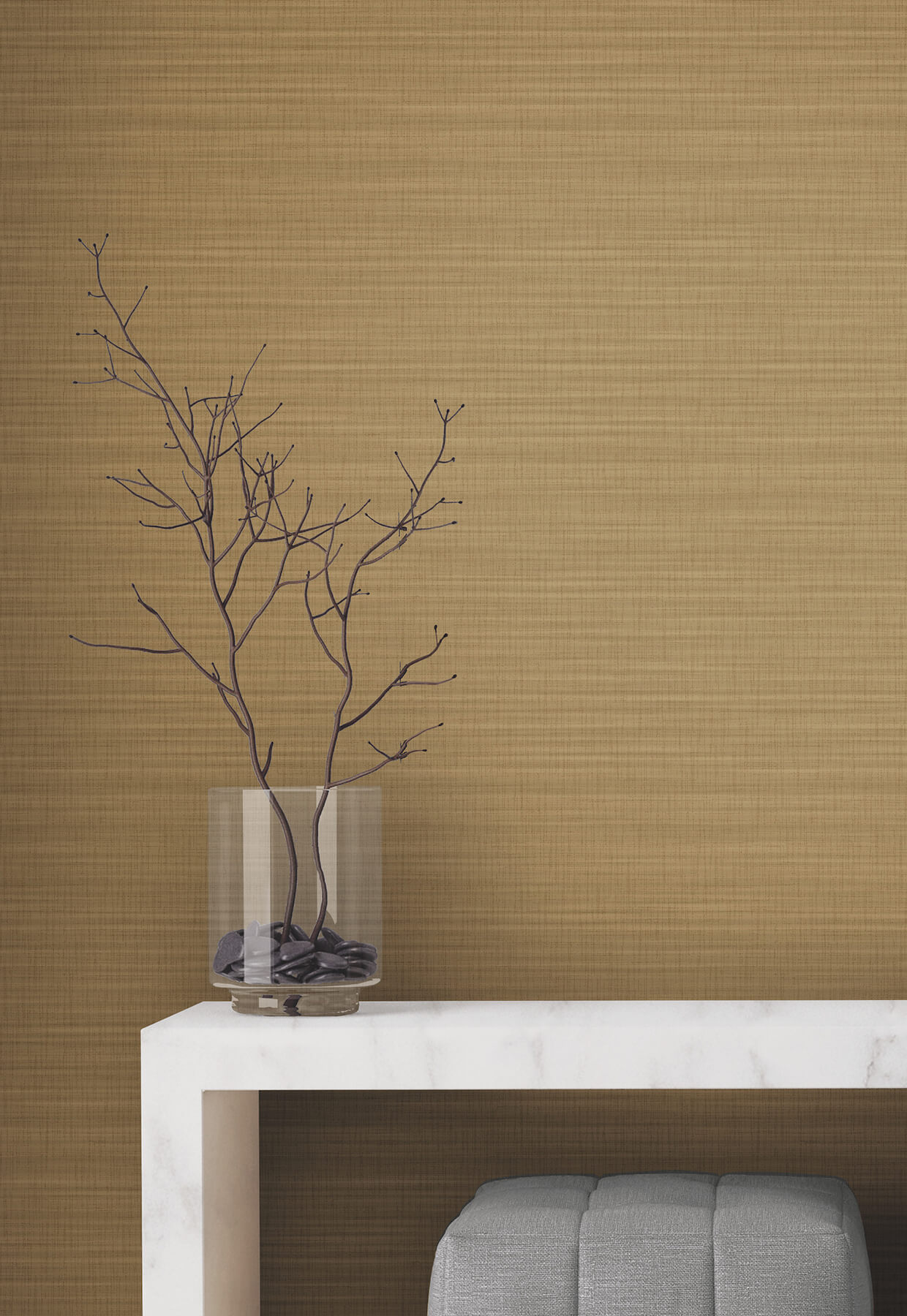 Down To Earth Brass Striated Wallpaper