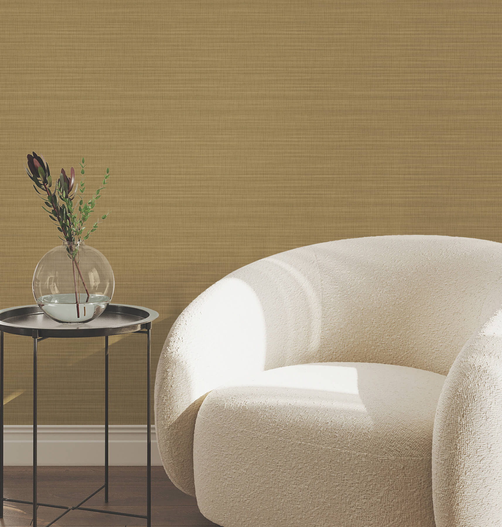 Down To Earth Brass Striated Wallpaper