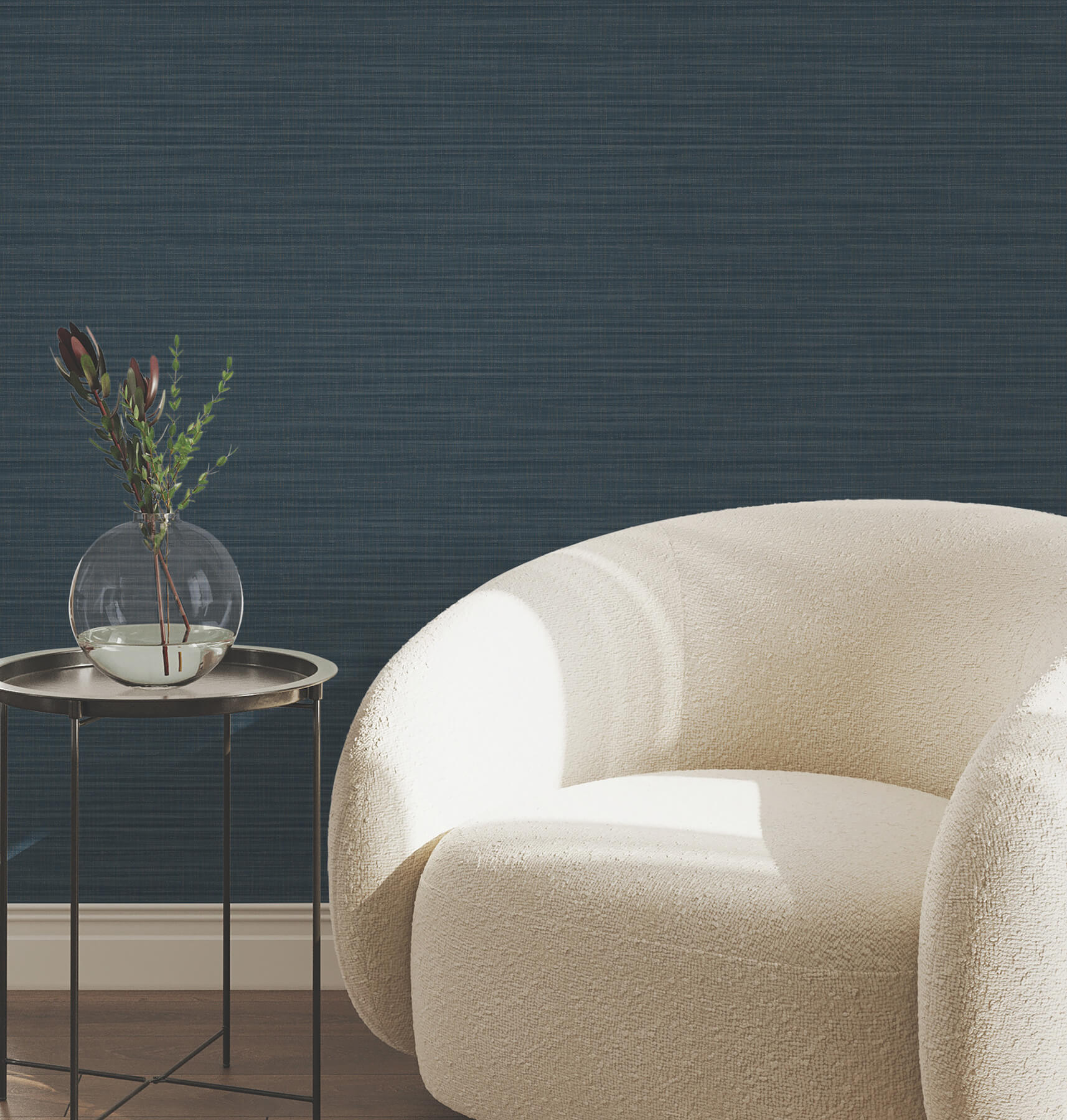Down To Earth Indigo Striated Wallpaper