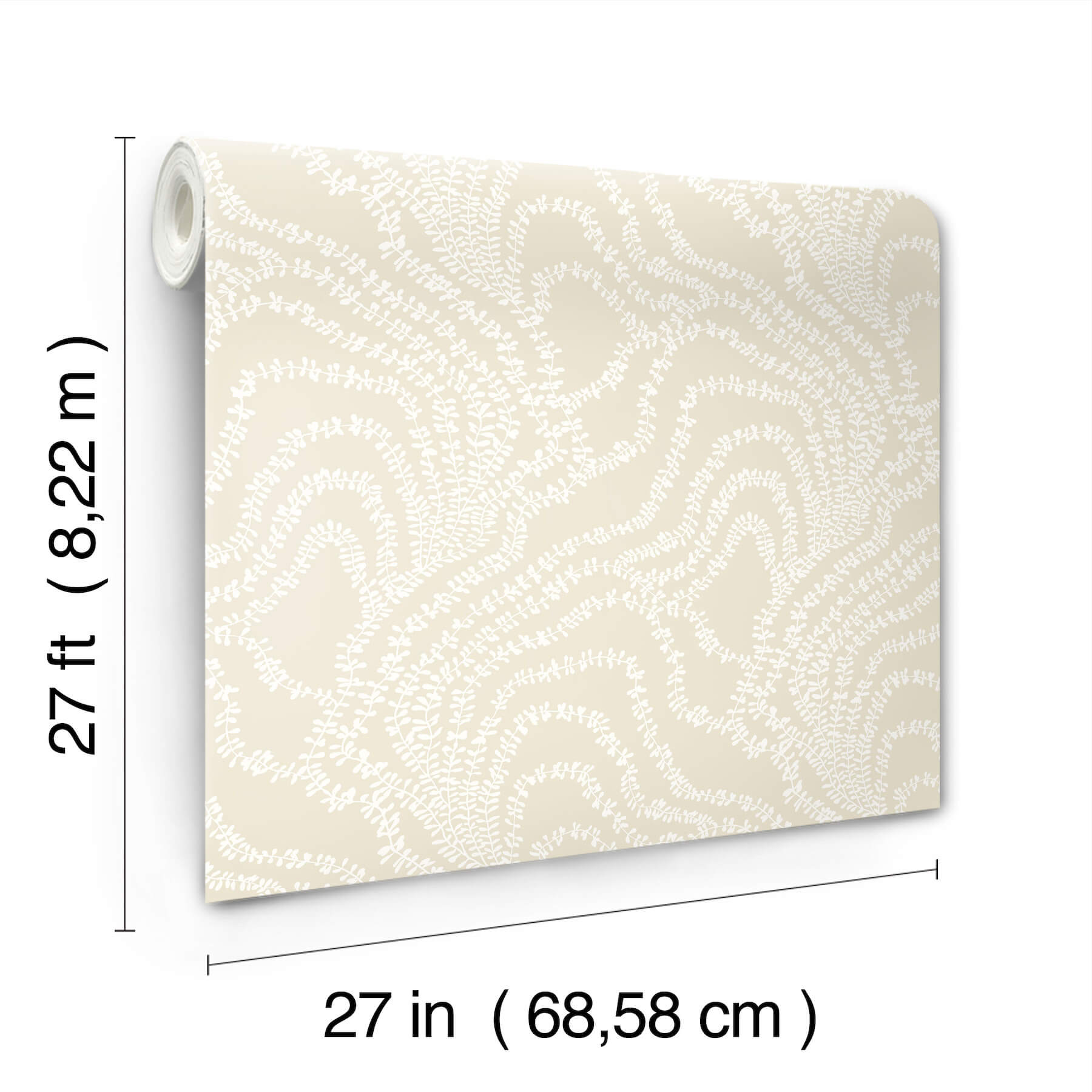 String of Pearls Beige Vine Wallpaper