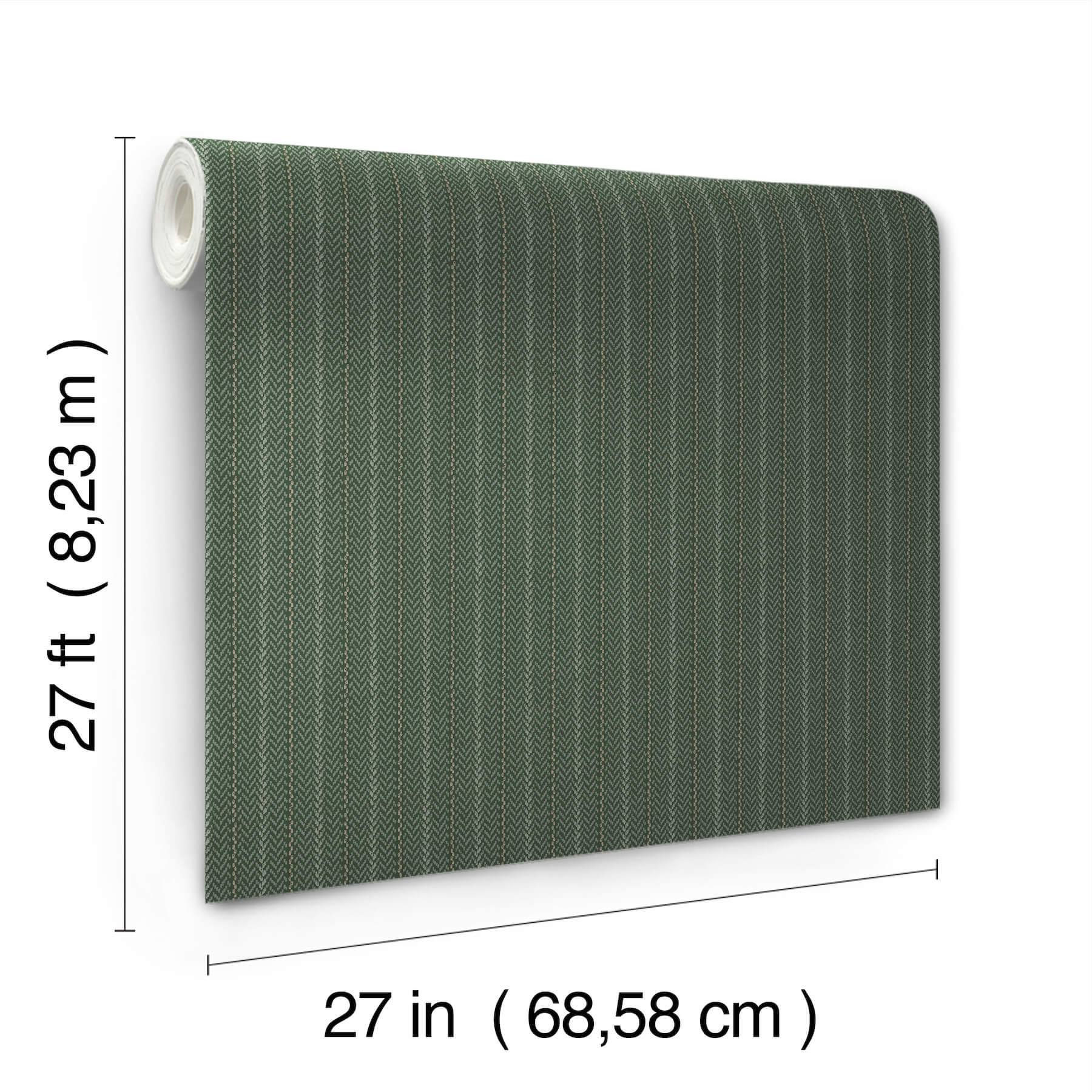 Elkan Stripe Green Herringbone Wallpaper