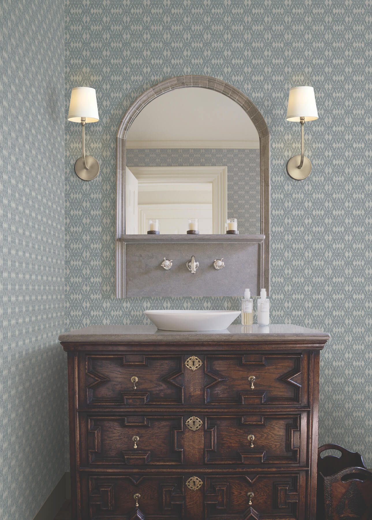 Radcliffe Blue Diamond Motif Wallpaper
