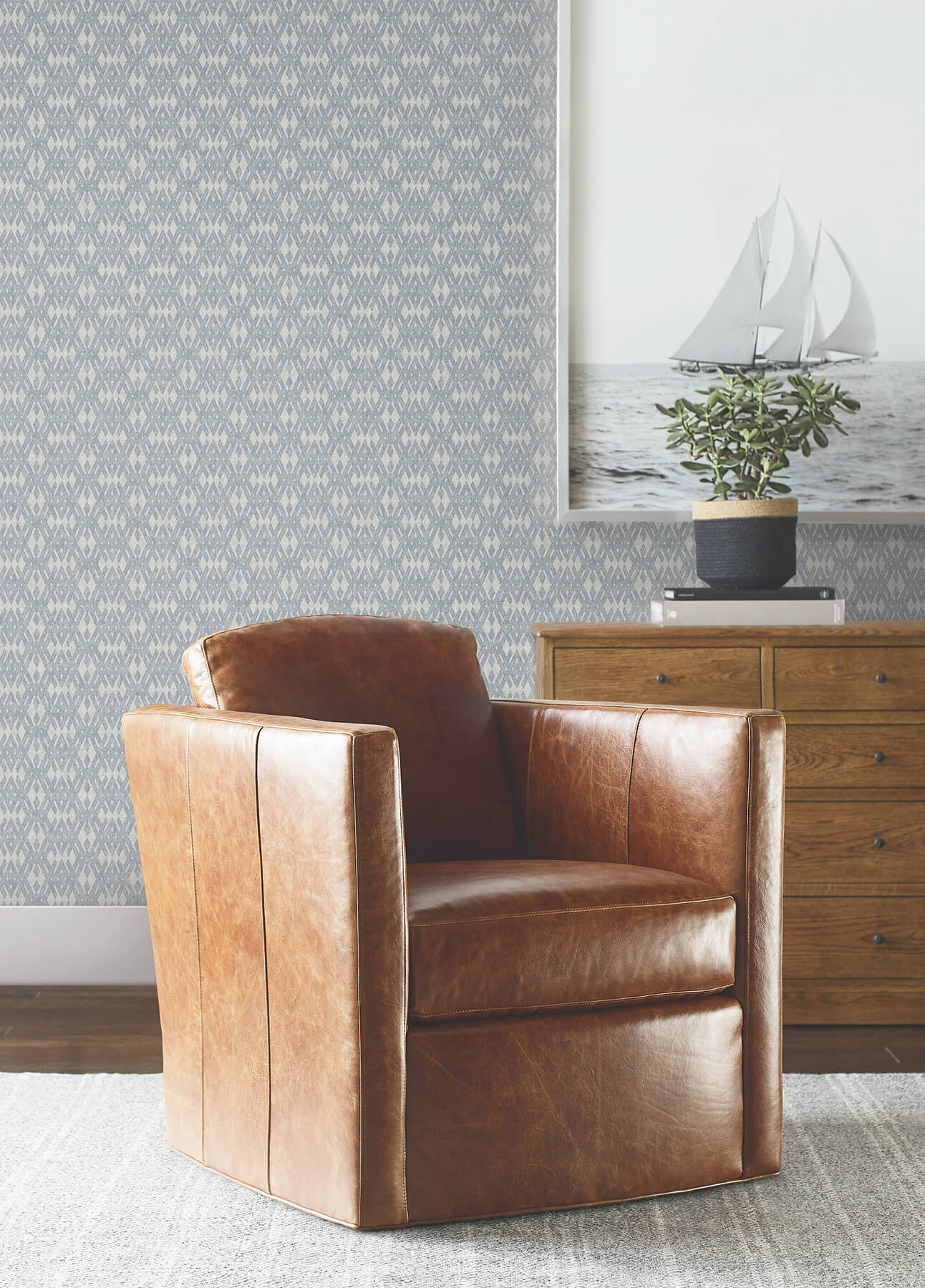 Radcliffe Blue Diamond Motif Wallpaper
