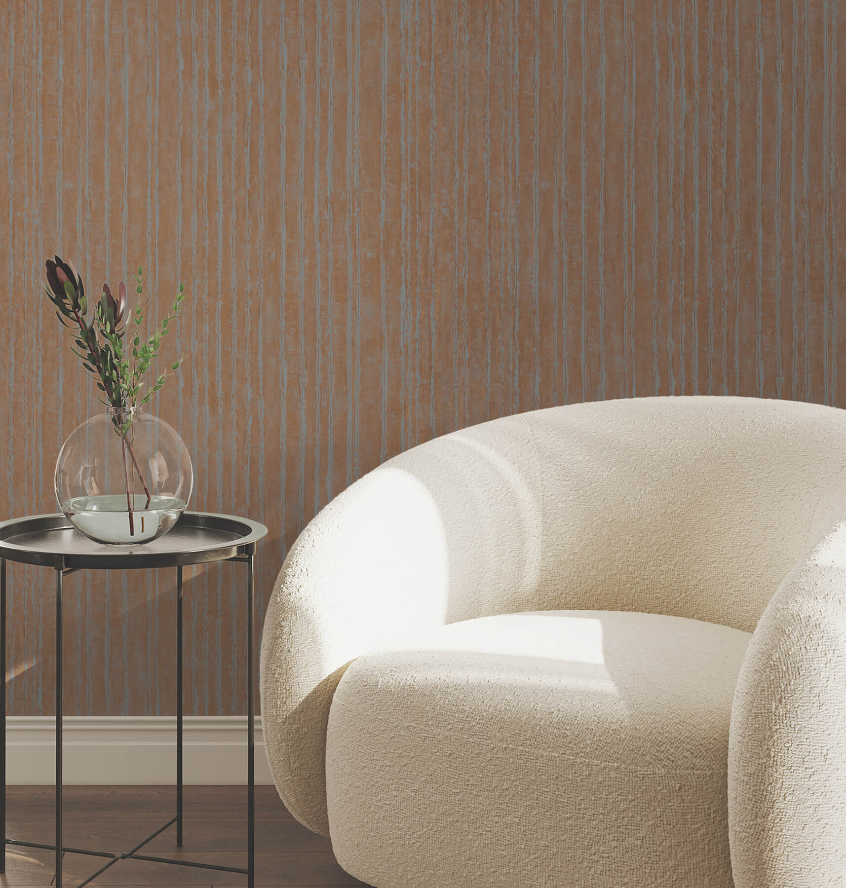 Precious Metal Copper Corrugated Wallpaper