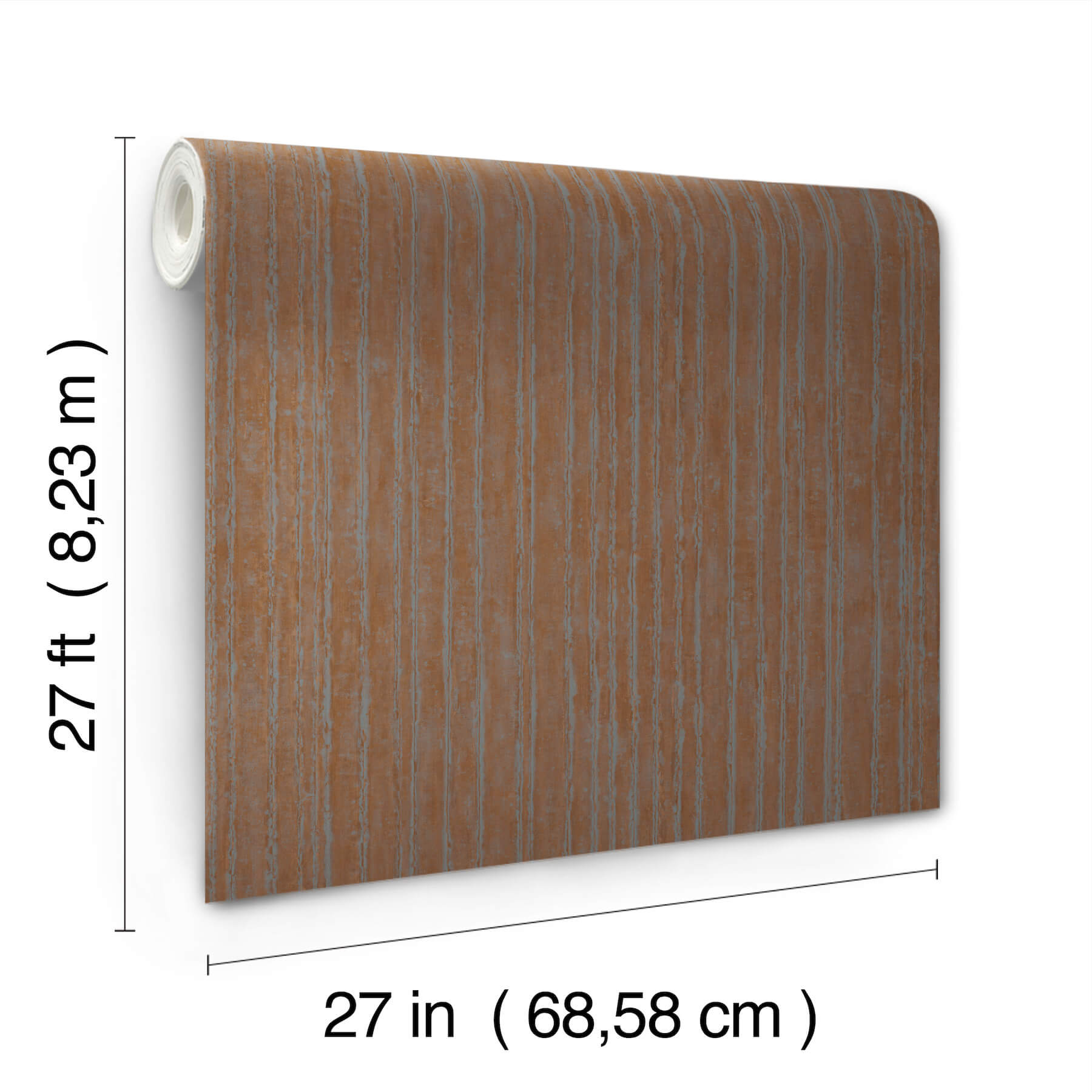 Precious Metal Copper Corrugated Wallpaper