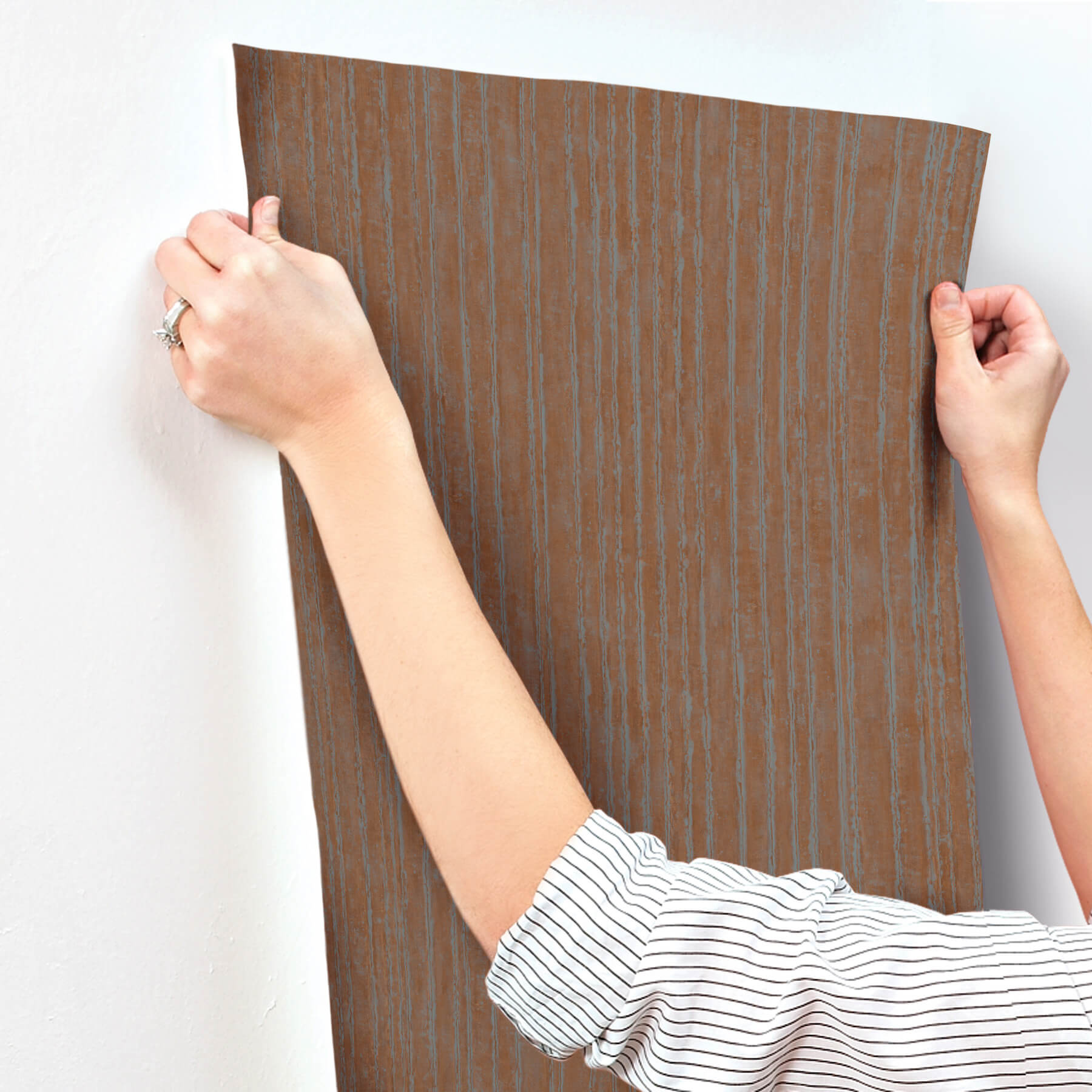 Precious Metal Copper Corrugated Wallpaper
