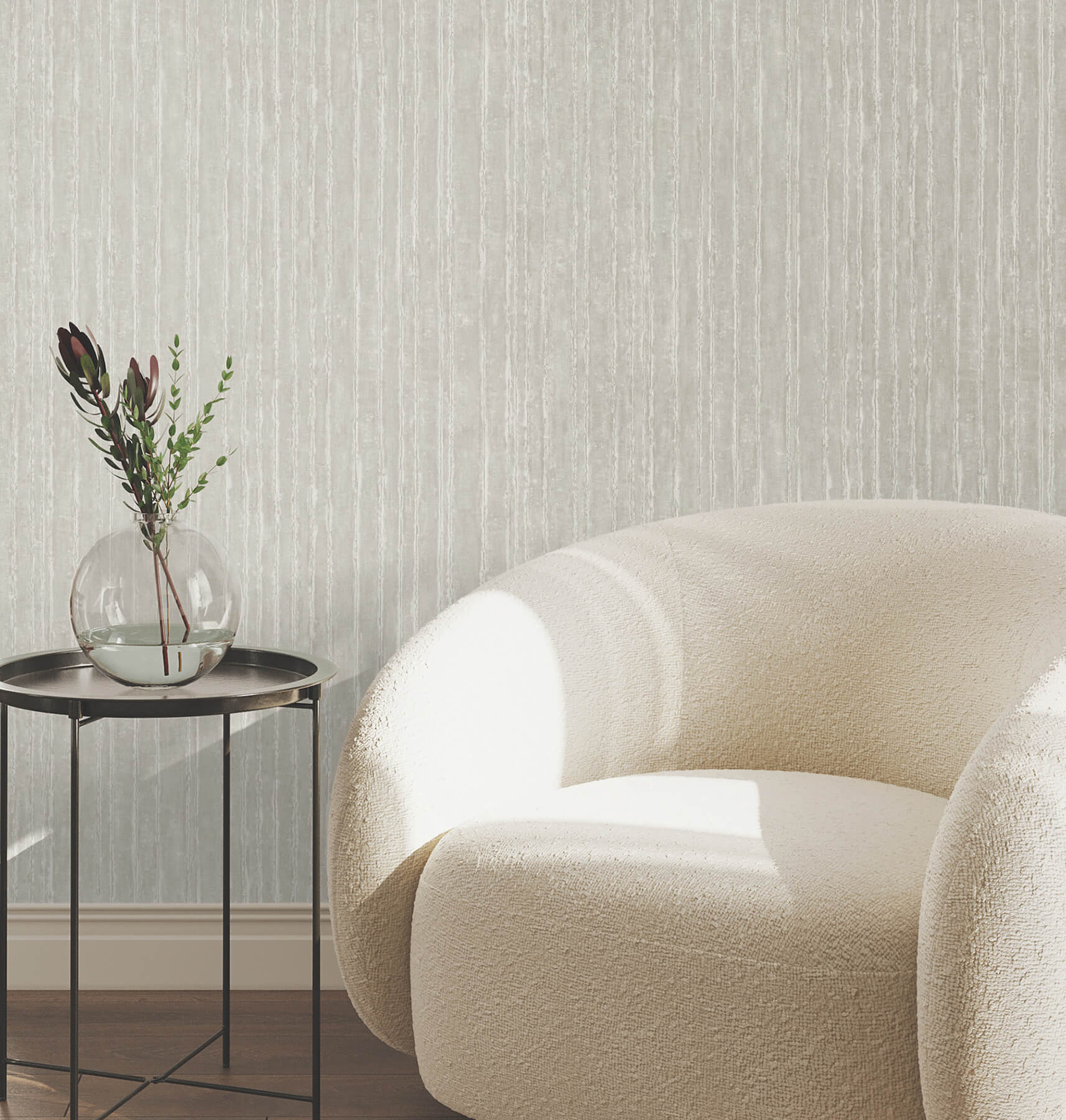 Precious Metal Silver Corrugated Wallpaper