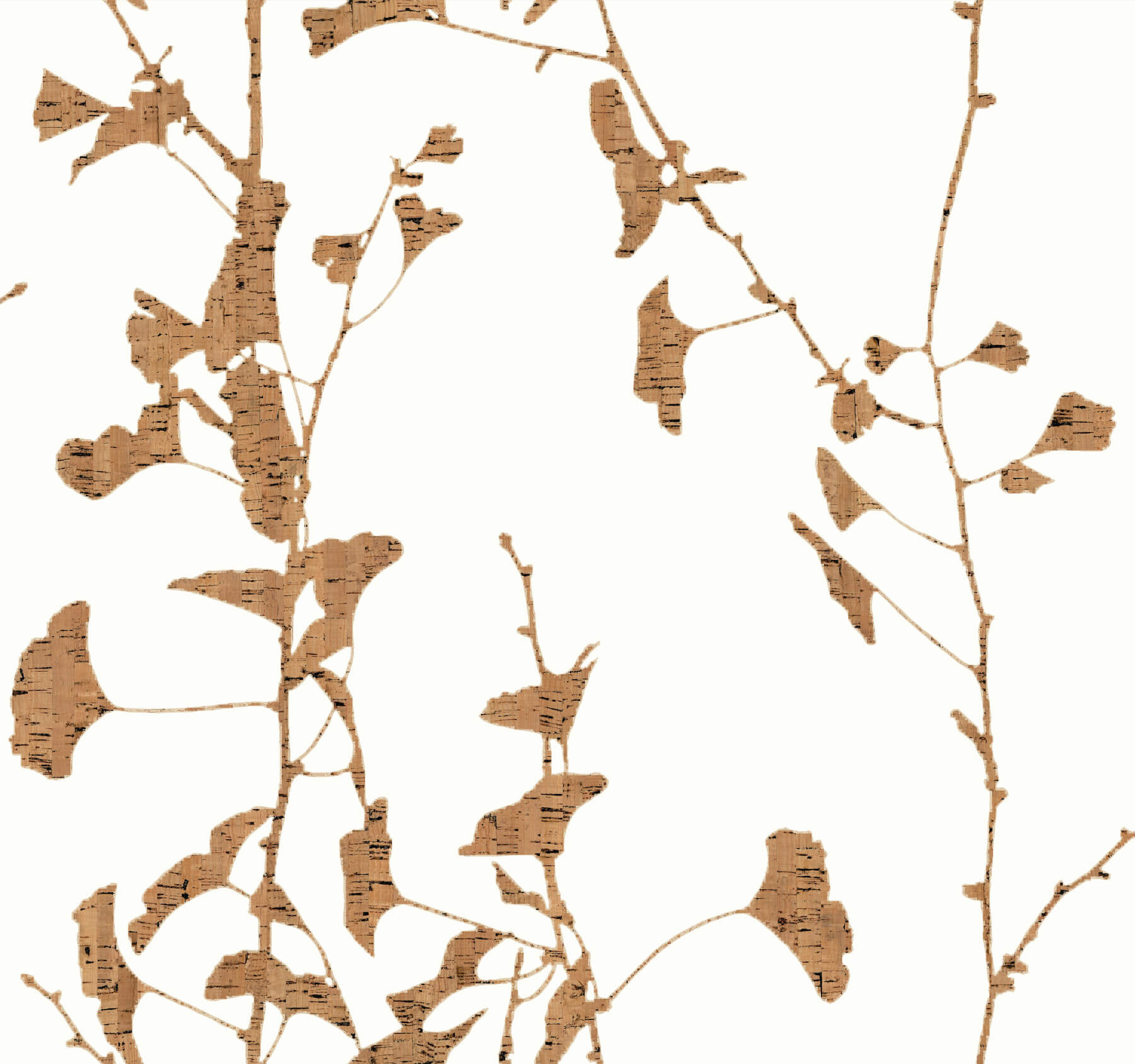 124-ginkgo-silhouette-light-brown-cork-wallpaper-1.jpg Ginkgo Silhouette Light Brown Cork Wallpaper