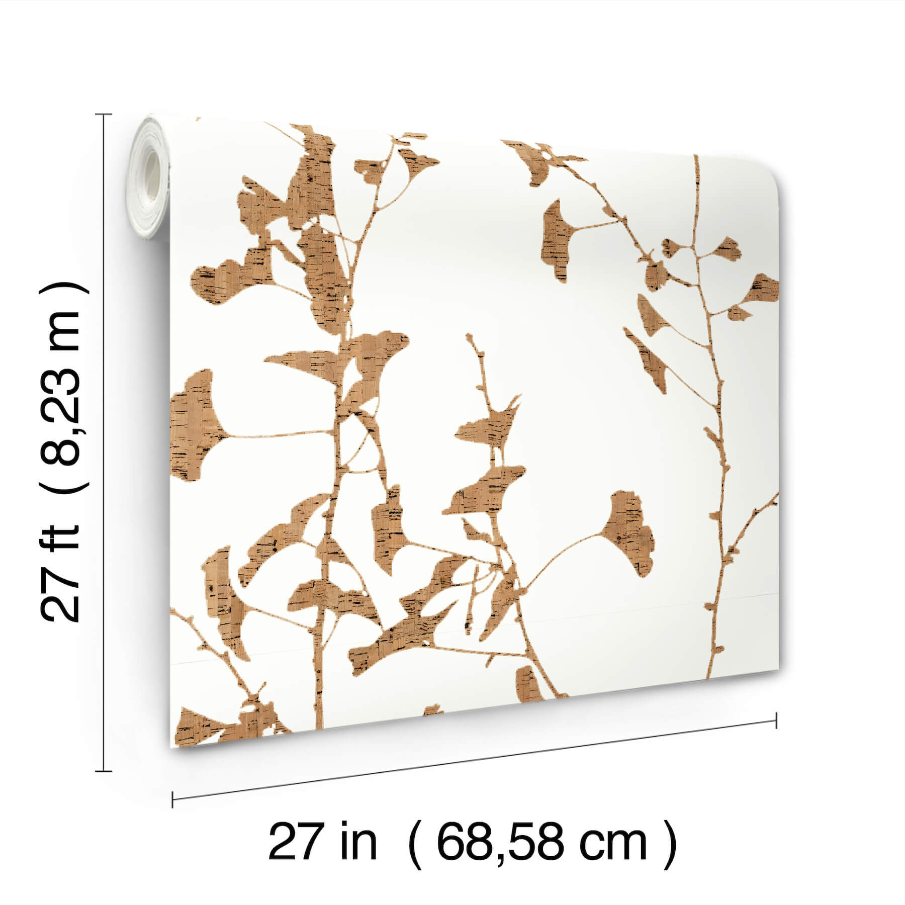 124-ginkgo-silhouette-light-brown-cork-wallpaper-6.jpg Ginkgo Silhouette Light Brown Cork Wallpaper