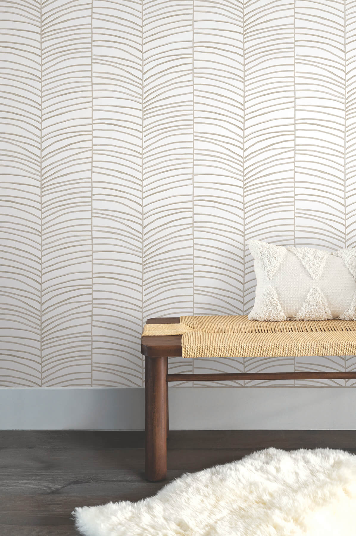Cascade Palm Taupe Chic Tropics Peel  Stick Wallpaper