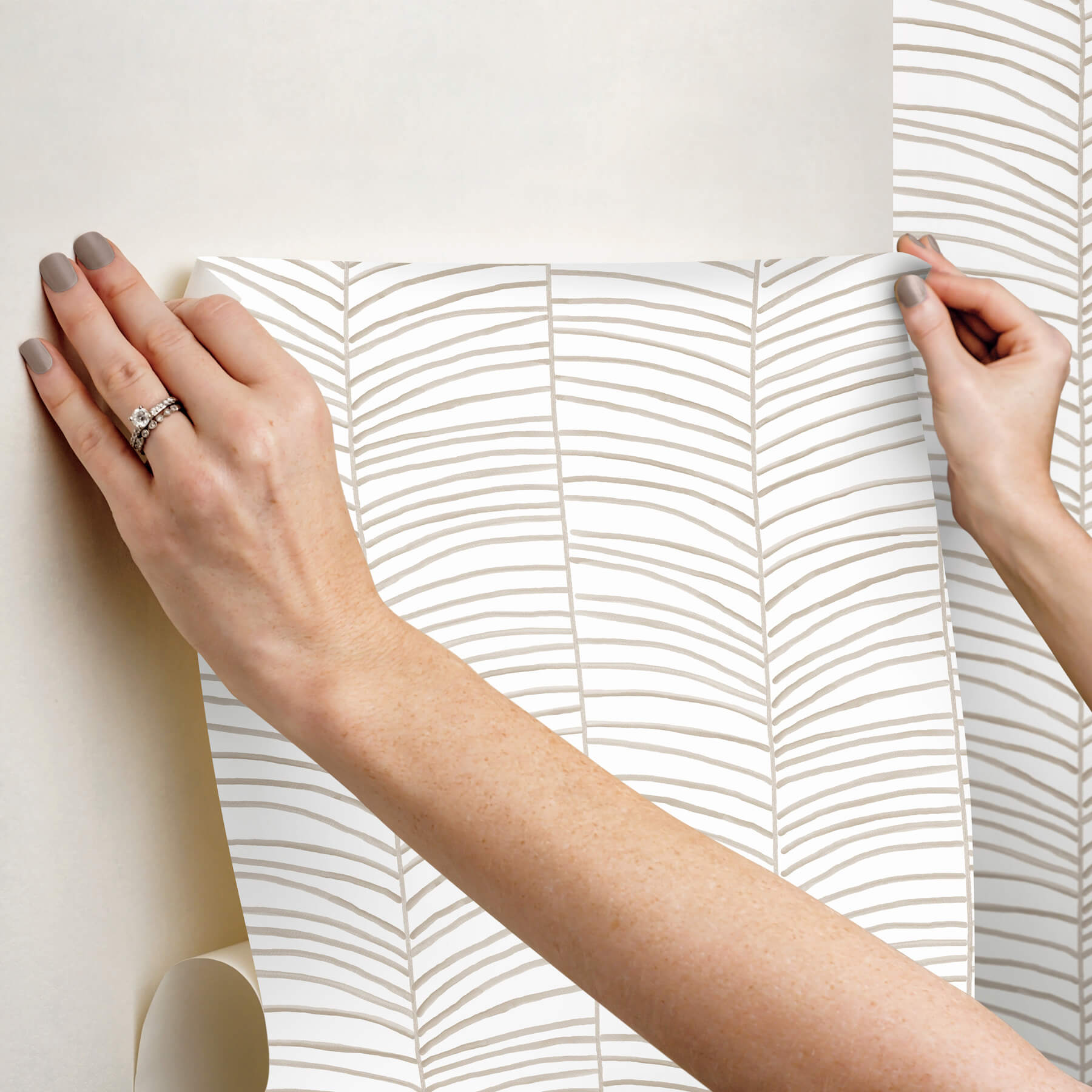 Cascade Palm Taupe Chic Tropics Peel  Stick Wallpaper