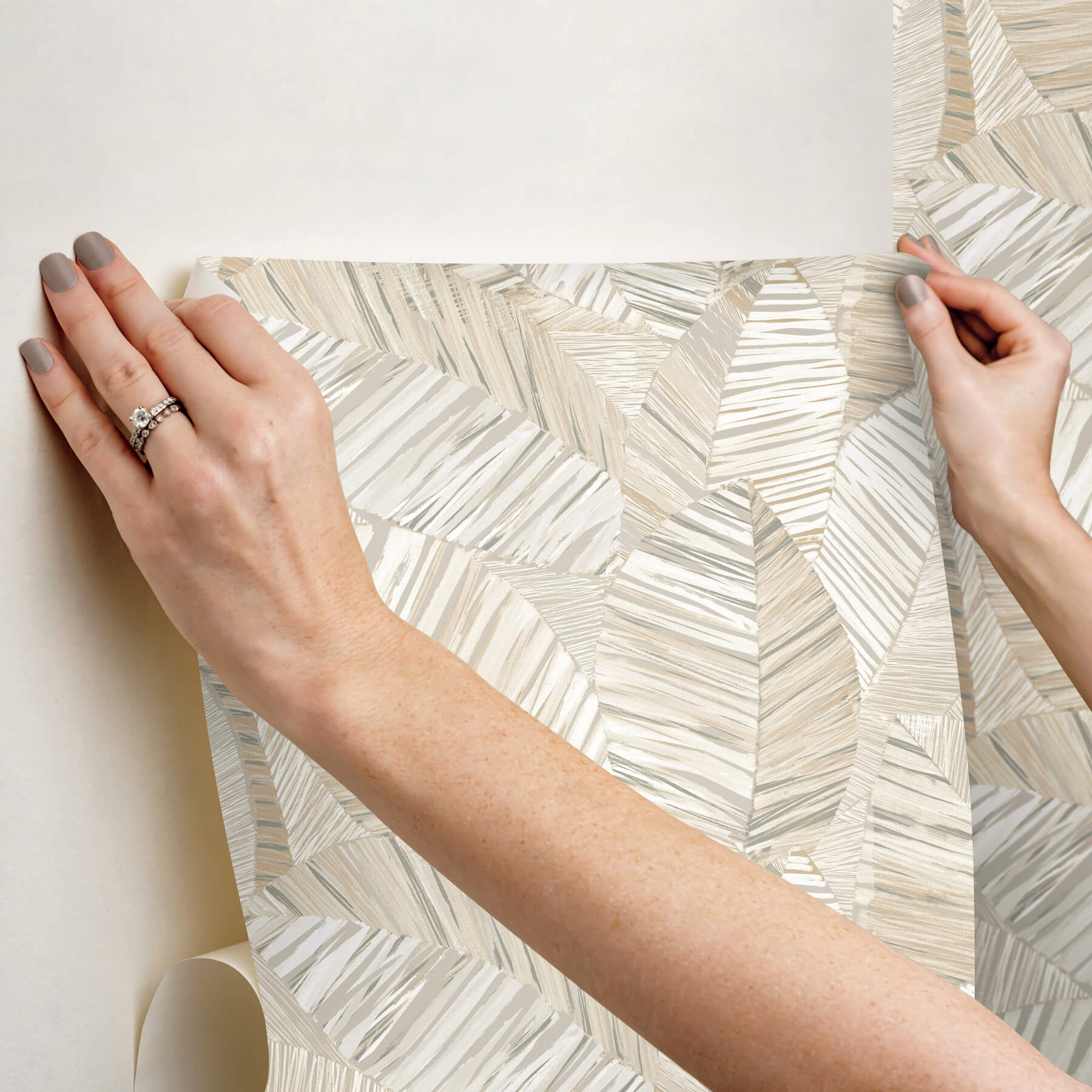 Crown Canopy Neutral Palm Peel  Stick Wallpaper