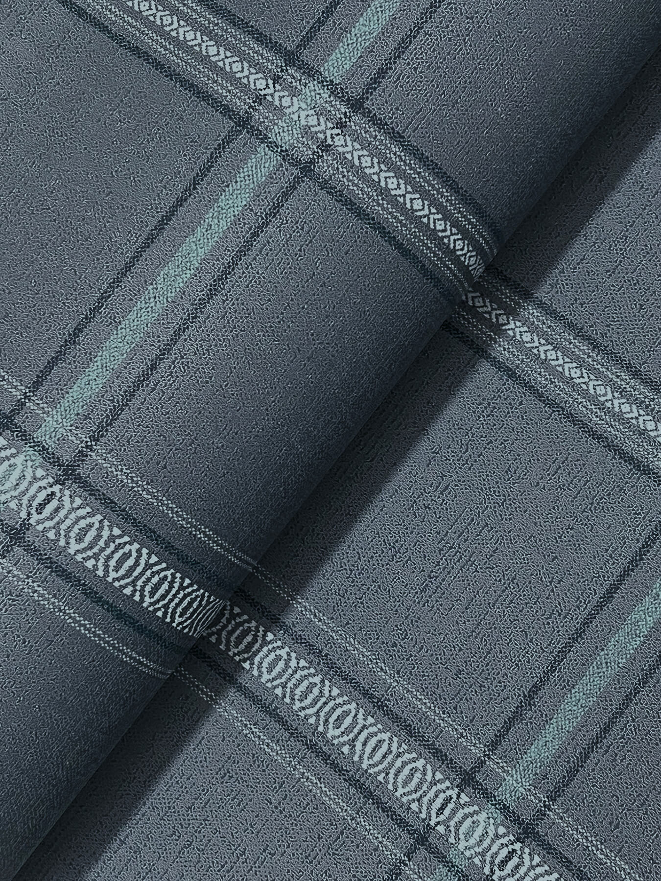 Auberge Dark Blue Plaid Wallpaper