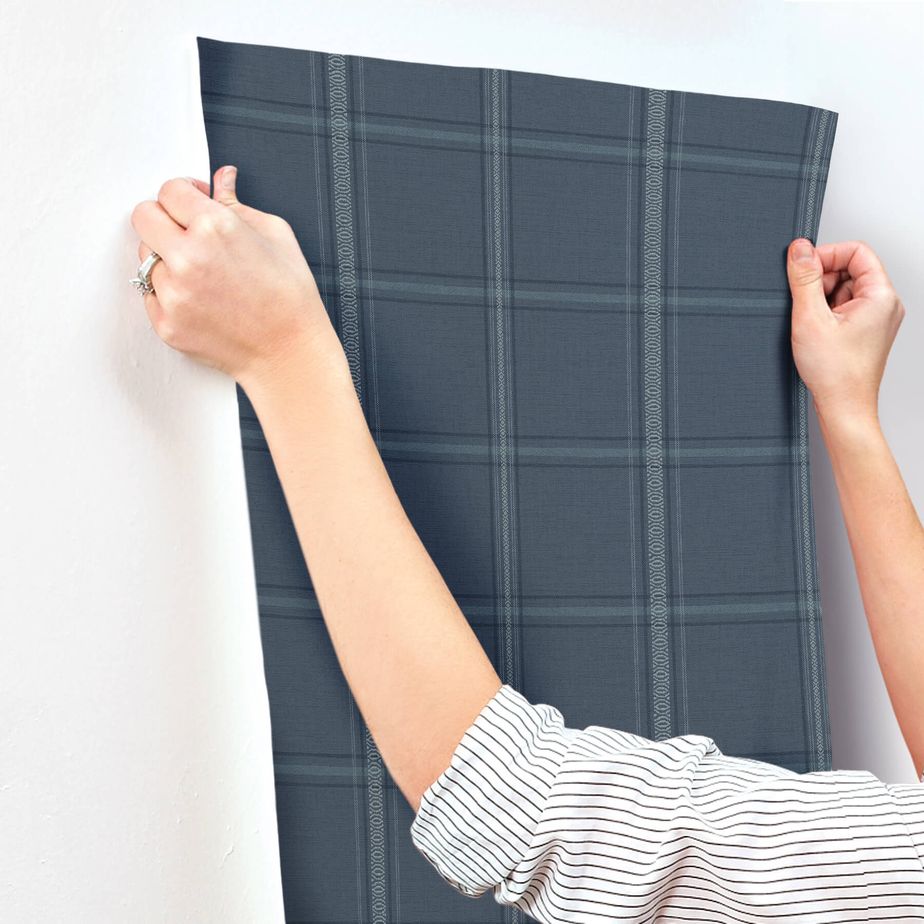 Auberge Dark Blue Plaid Wallpaper
