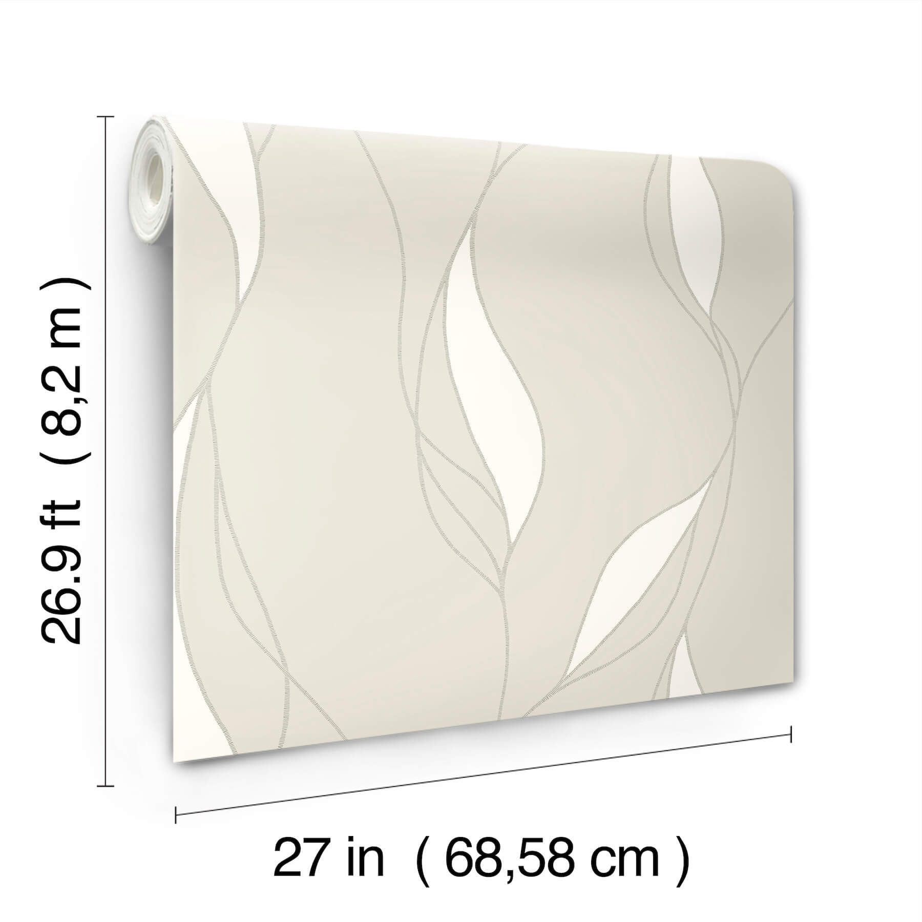 Society Hill Dove Abstract Leaf Wallpaper