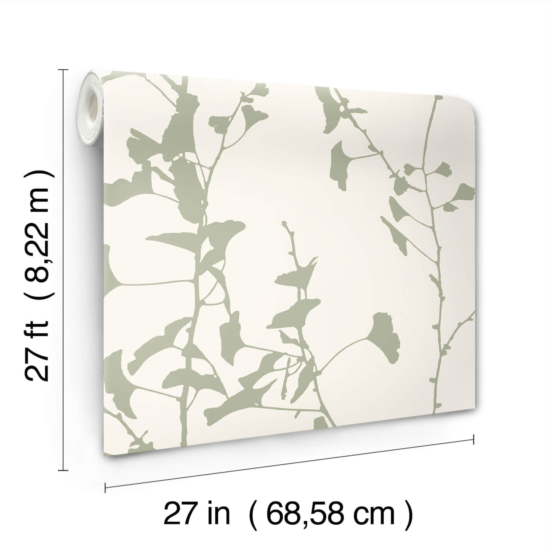 Ginkgo Silhouette Sage Cork Wallpaper