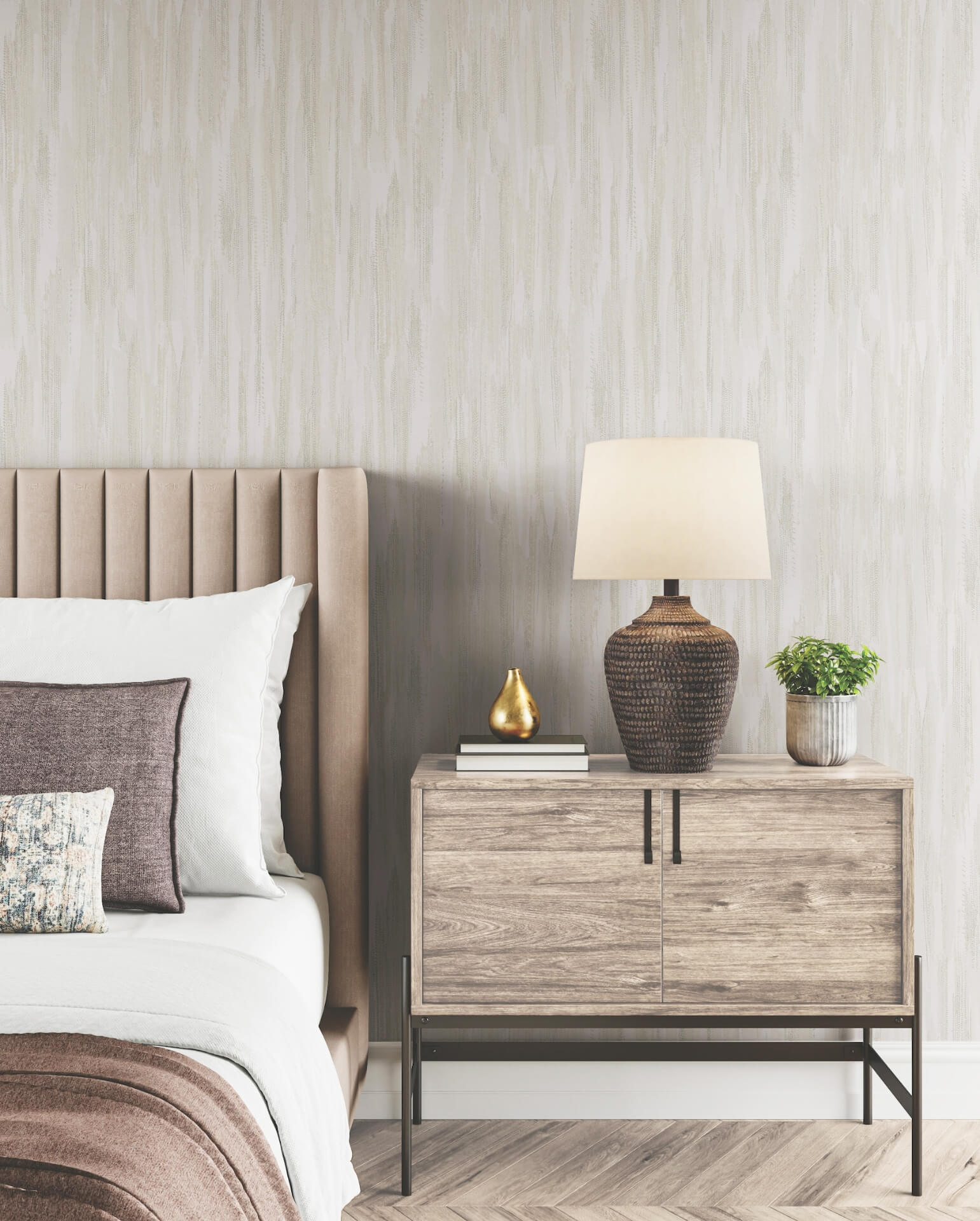 Tribeca White Texture Stripe Wallpaper