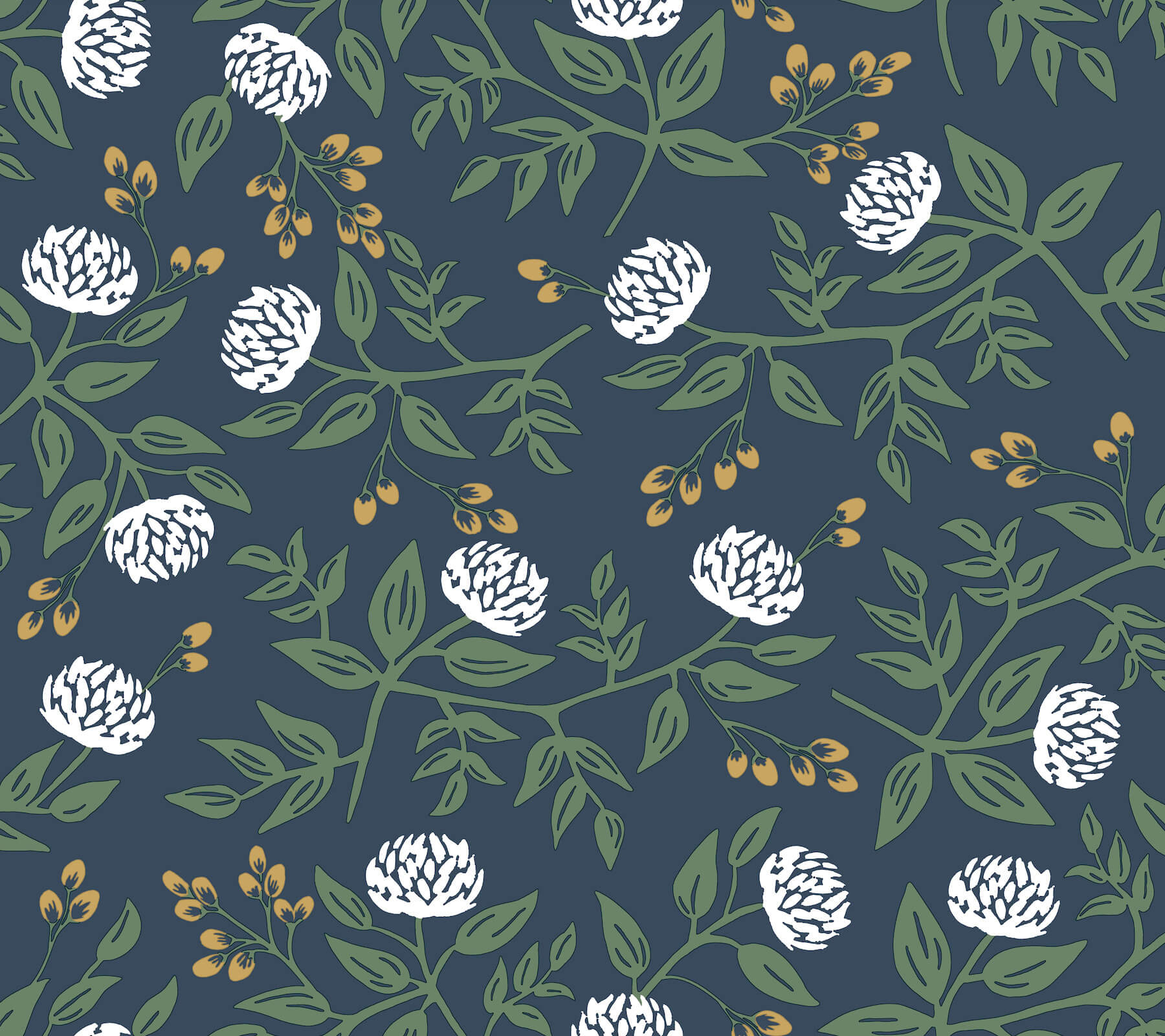 Peonies Navy Floral Premium Peel  Stick Wallpaper