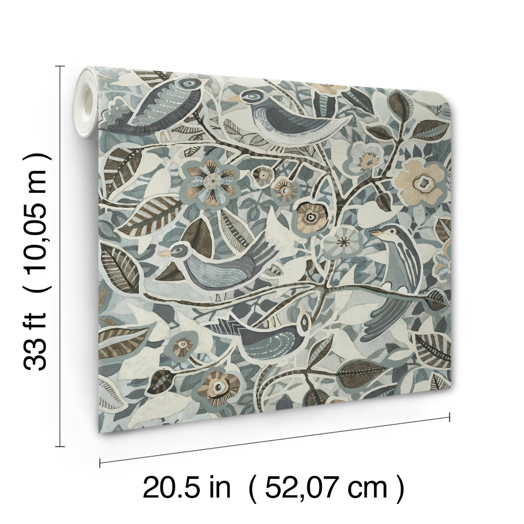 Manette Slate Birds in the Bush Wallpaper