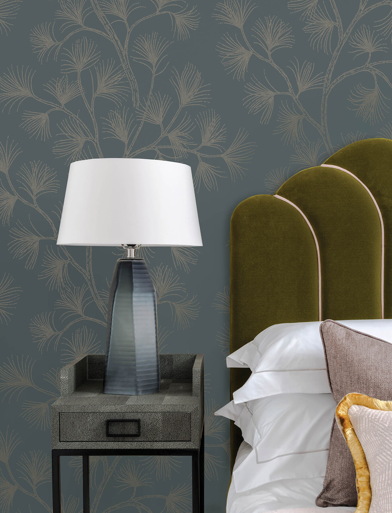 Kismine Slate Botanical Trail Wallpaper