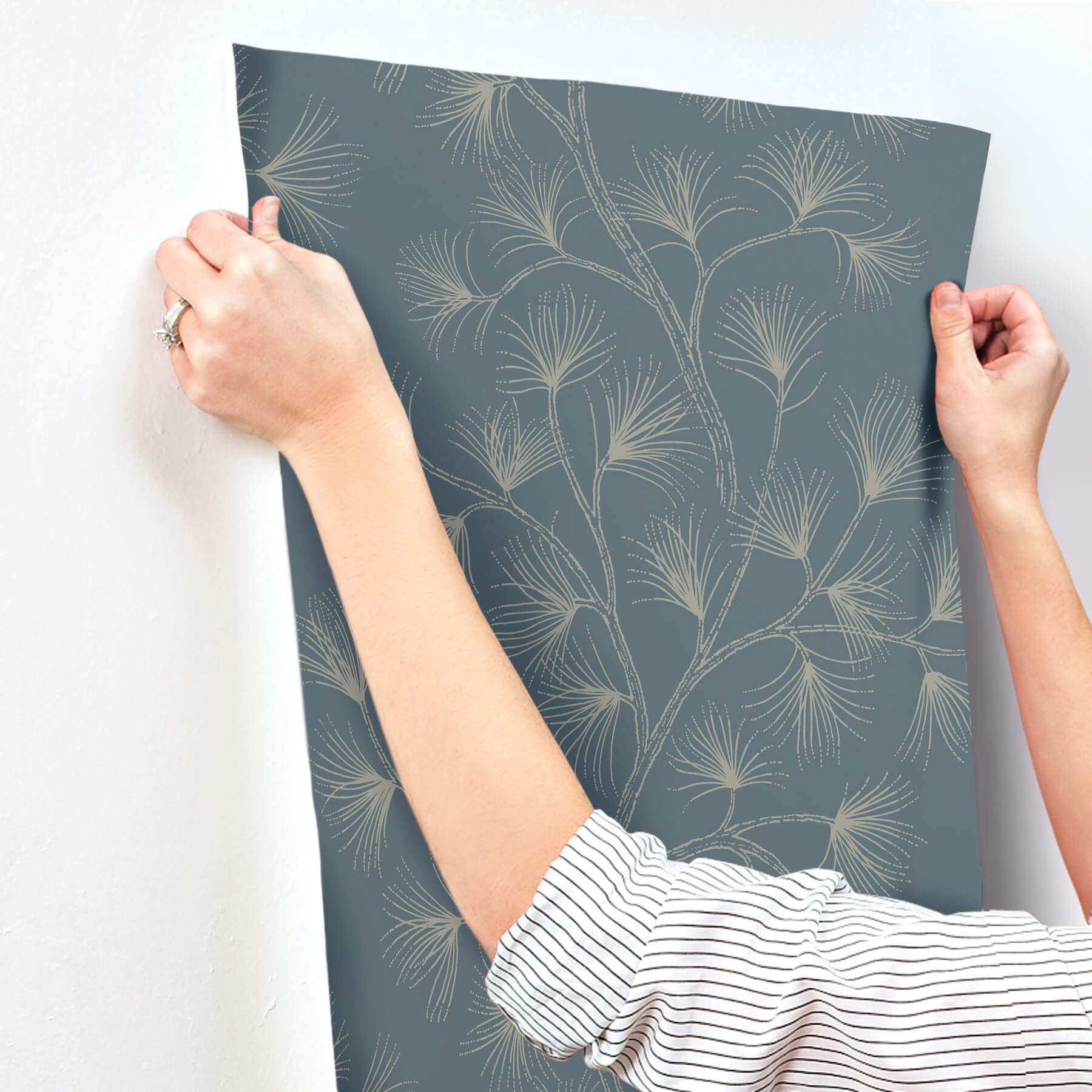 Kismine Slate Botanical Trail Wallpaper