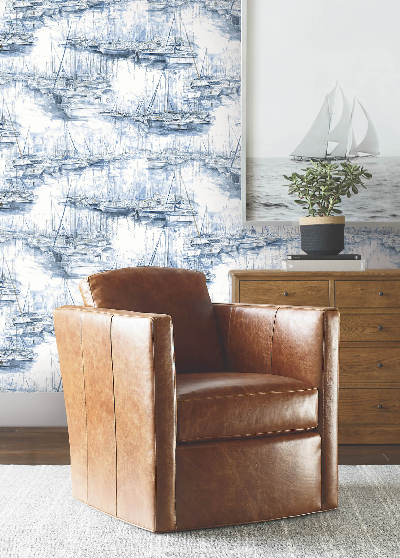 Yacht Club Blue Scenic Wallpaper