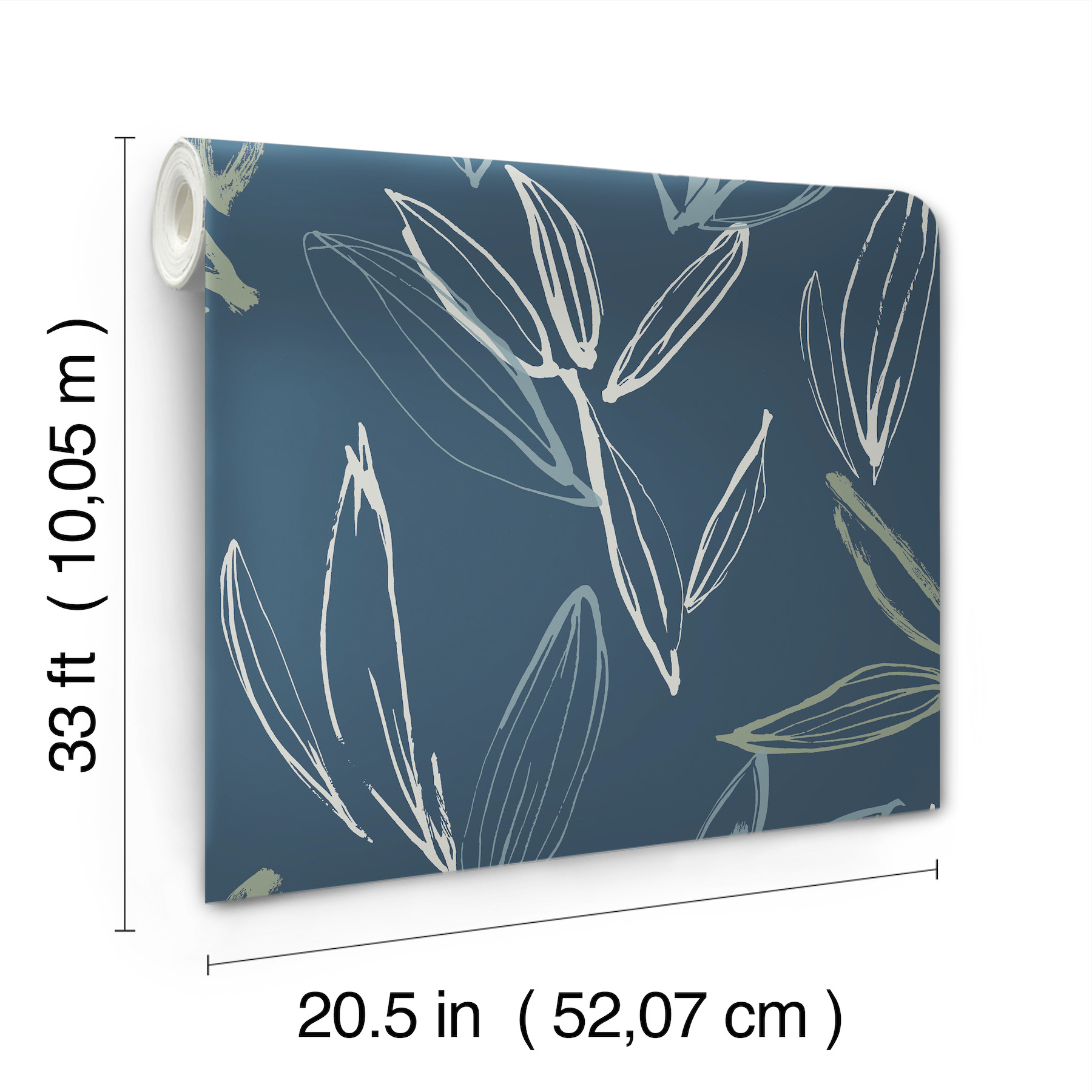 Kenia Indigo Leaf Toss Wallpaper