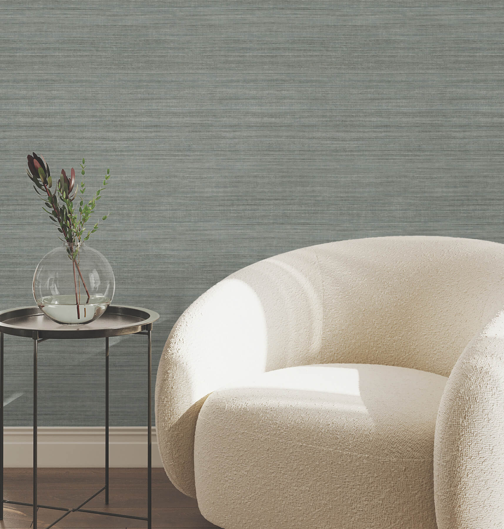 Silk Essence Turquoise Faux Fabric Wallpaper