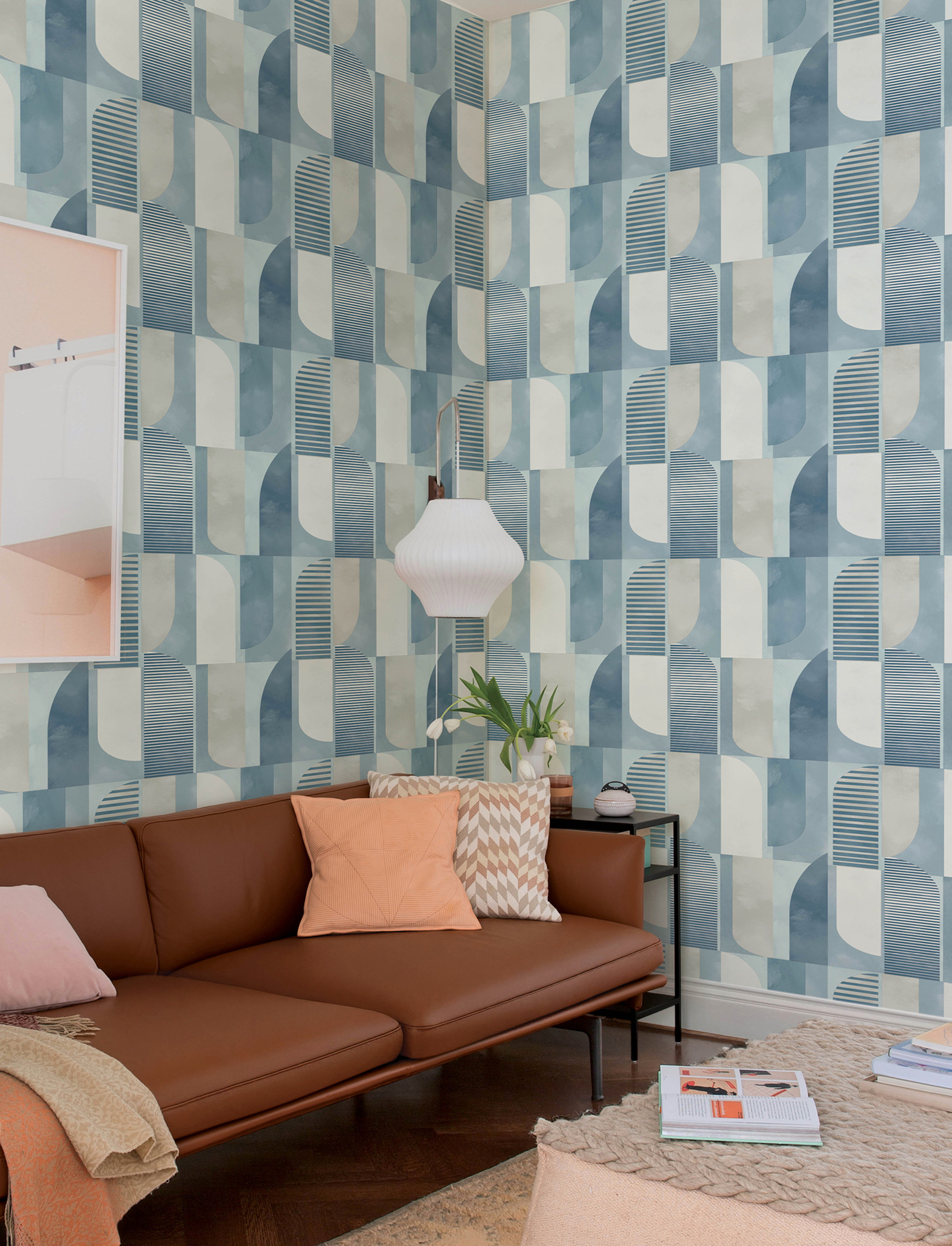Otto Blue Abstract Geometric Wallpaper