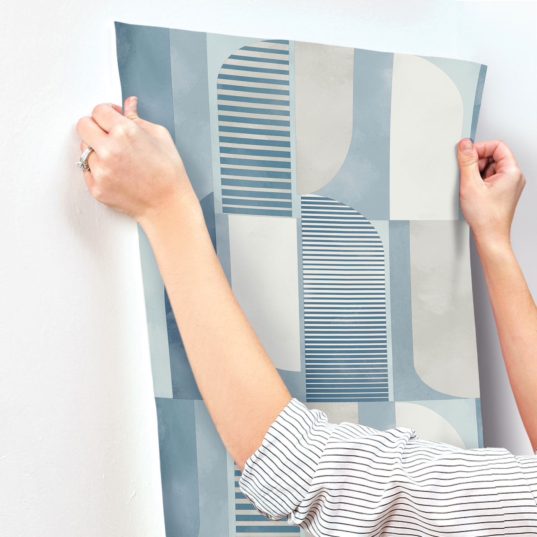 Otto Blue Abstract Geometric Wallpaper
