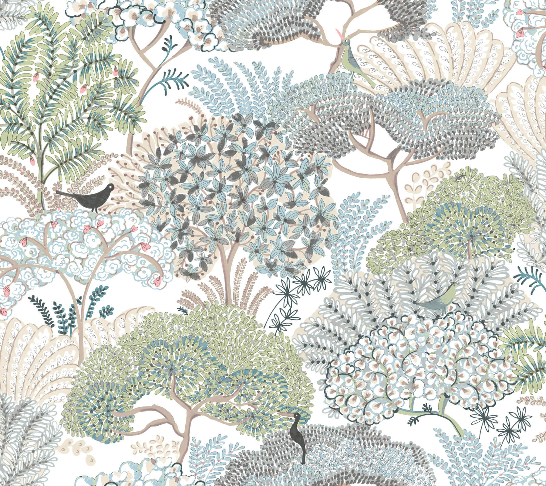 Everbloom Forest Aqua Botanical Peel  Stick Wallpaper
