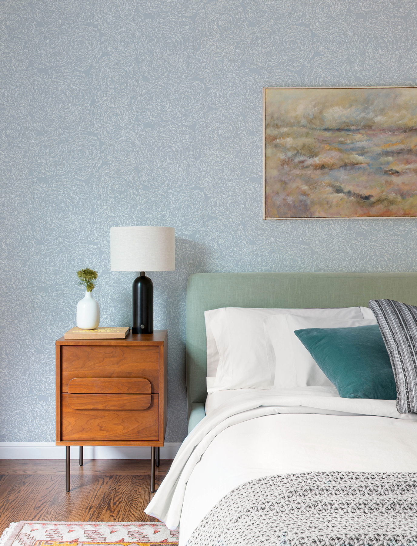 Ambroise Light Blue Abstract Floral Wallpaper