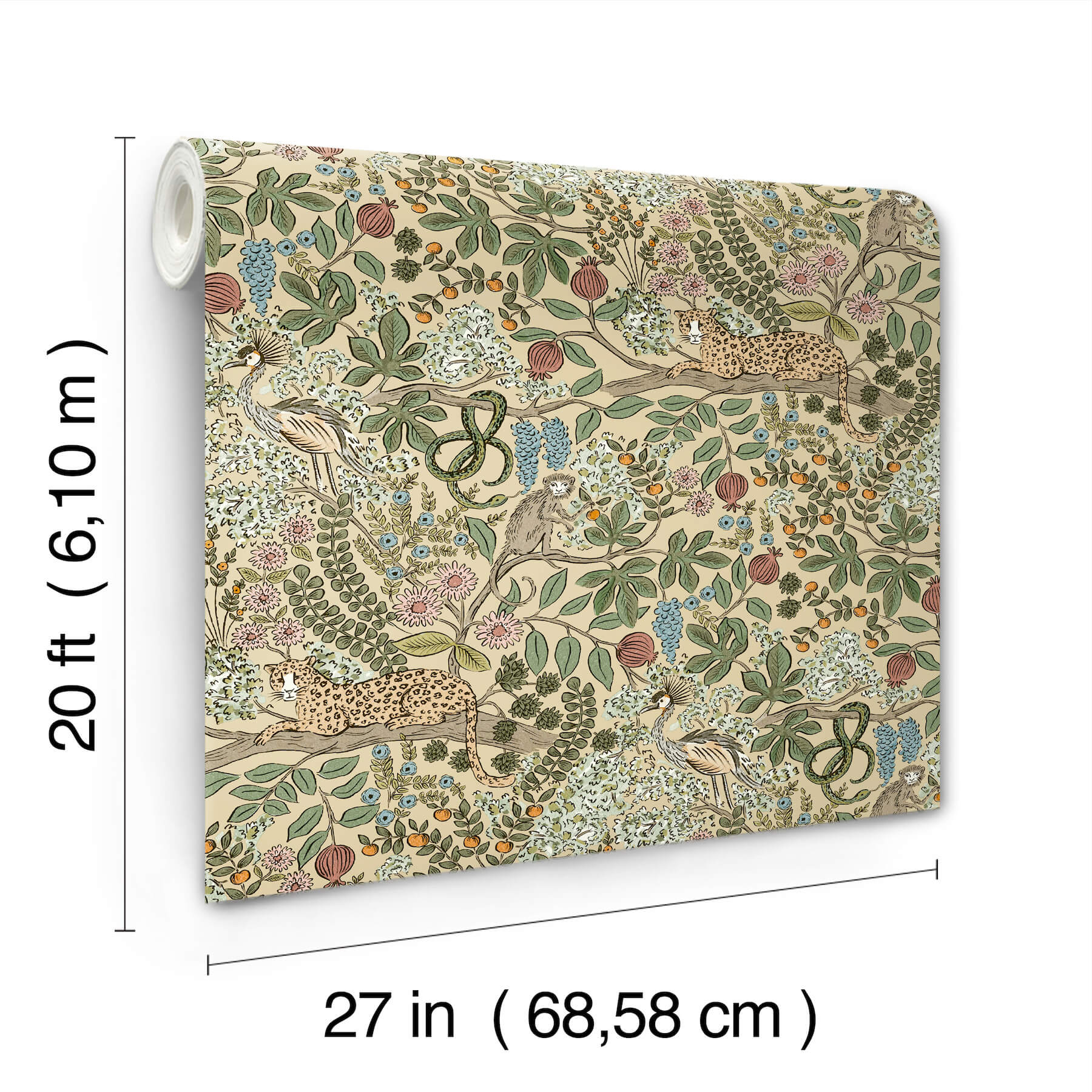 Safari Linen Jungle Toile Premium Peel  Stick Wallpaper