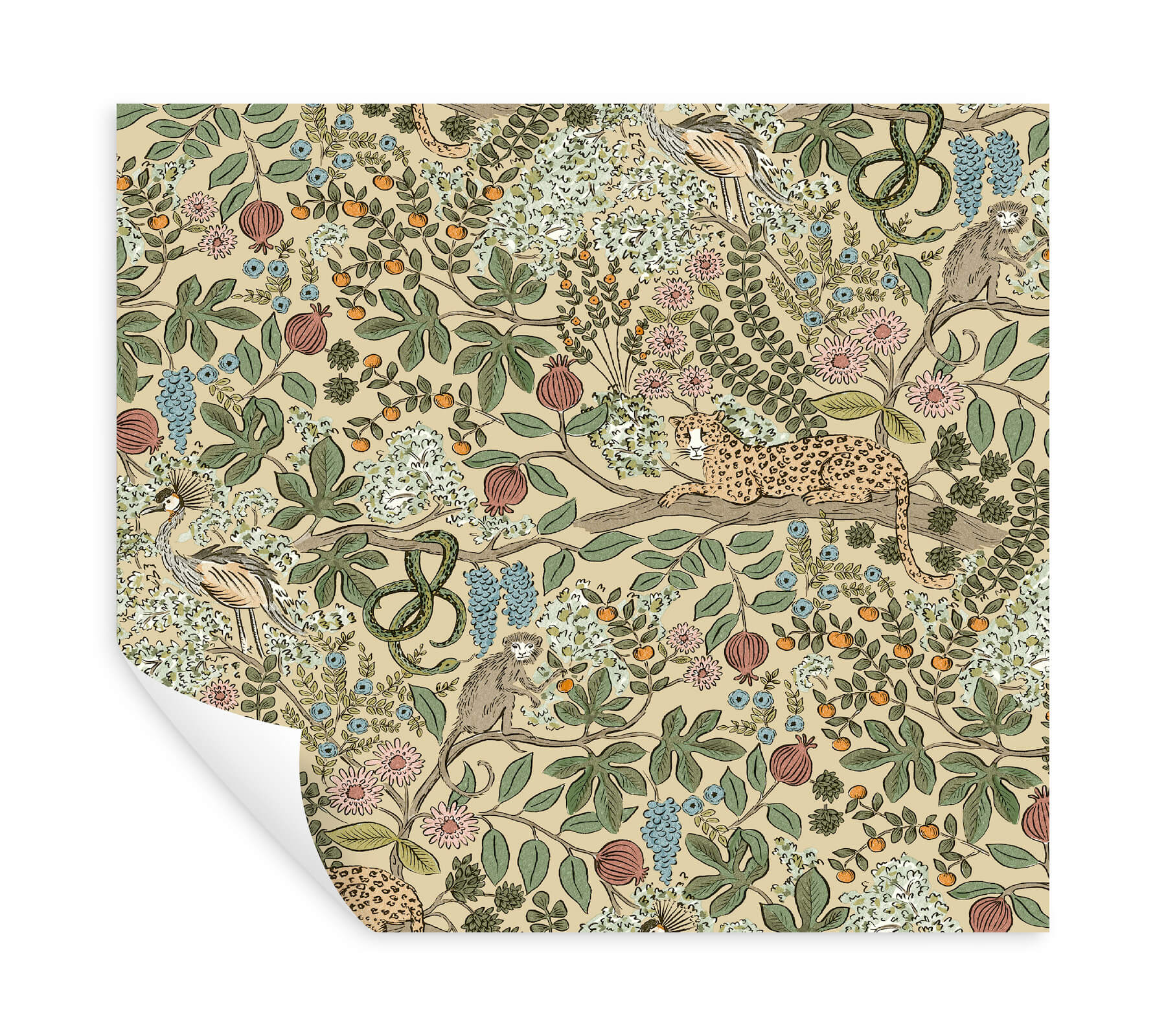 Safari Linen Jungle Toile Premium Peel  Stick Wallpaper