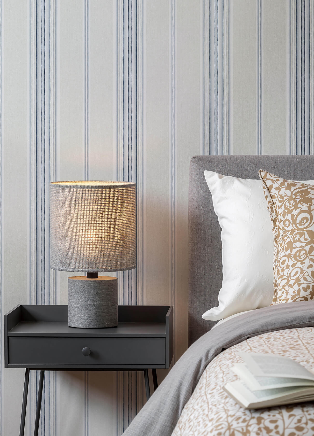 Calvados Blue Linen Stripe Wallpaper