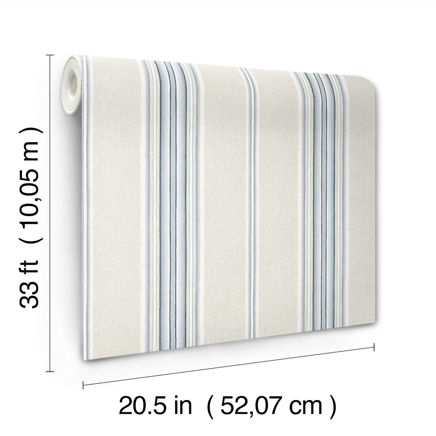 Calvados Blue Linen Stripe Wallpaper