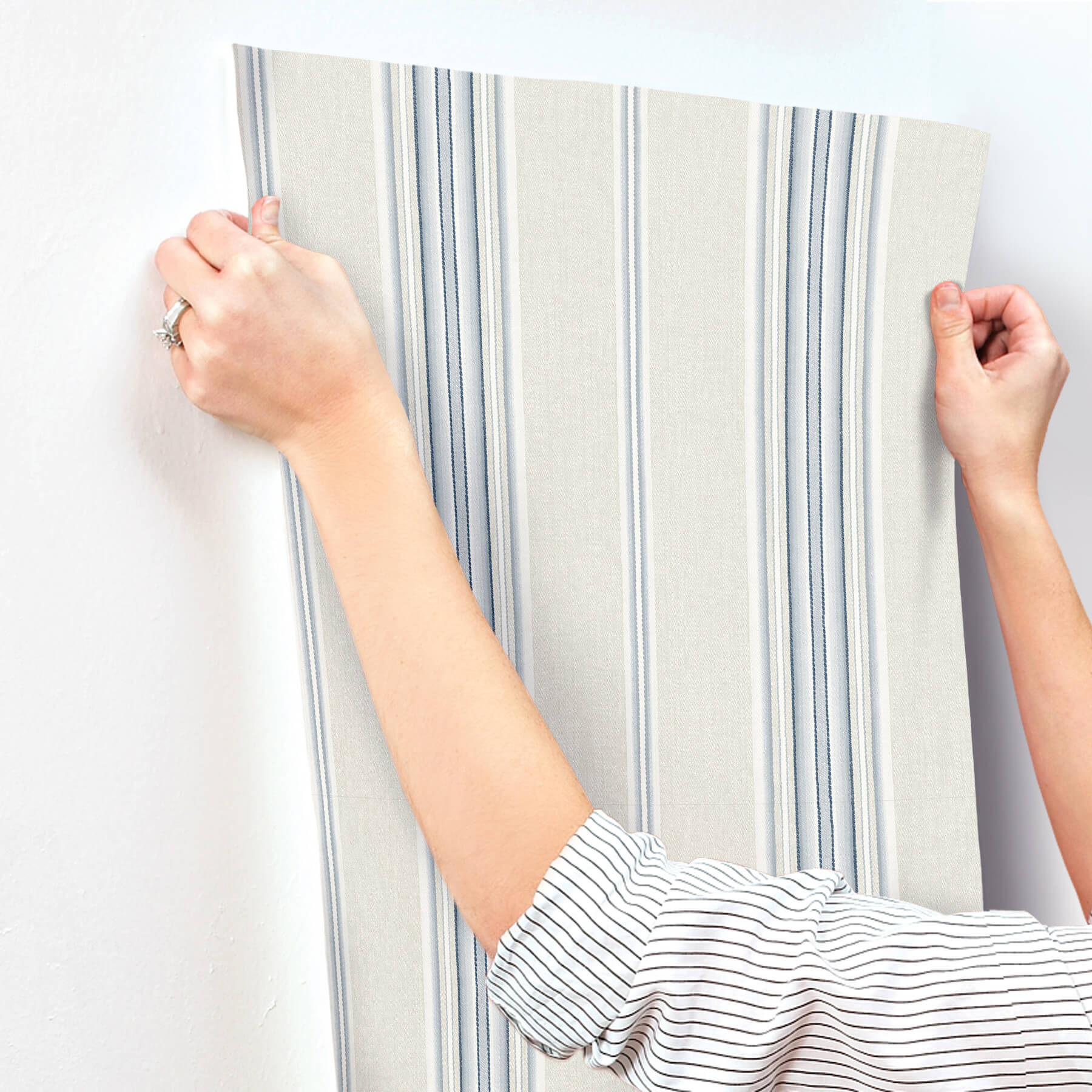 Calvados Blue Linen Stripe Wallpaper
