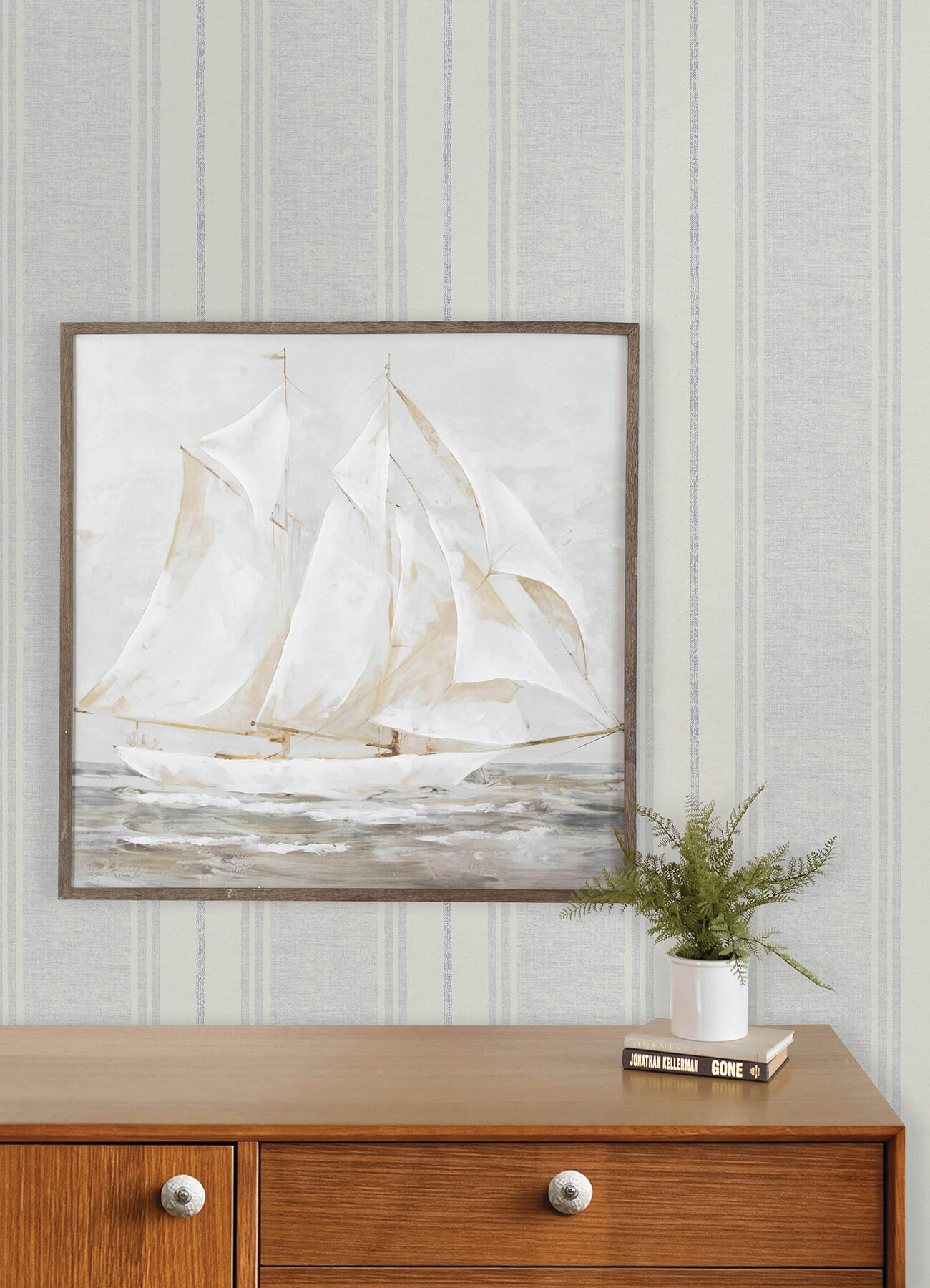 Maddox Sky Blue Flannel Stripe Wallpaper