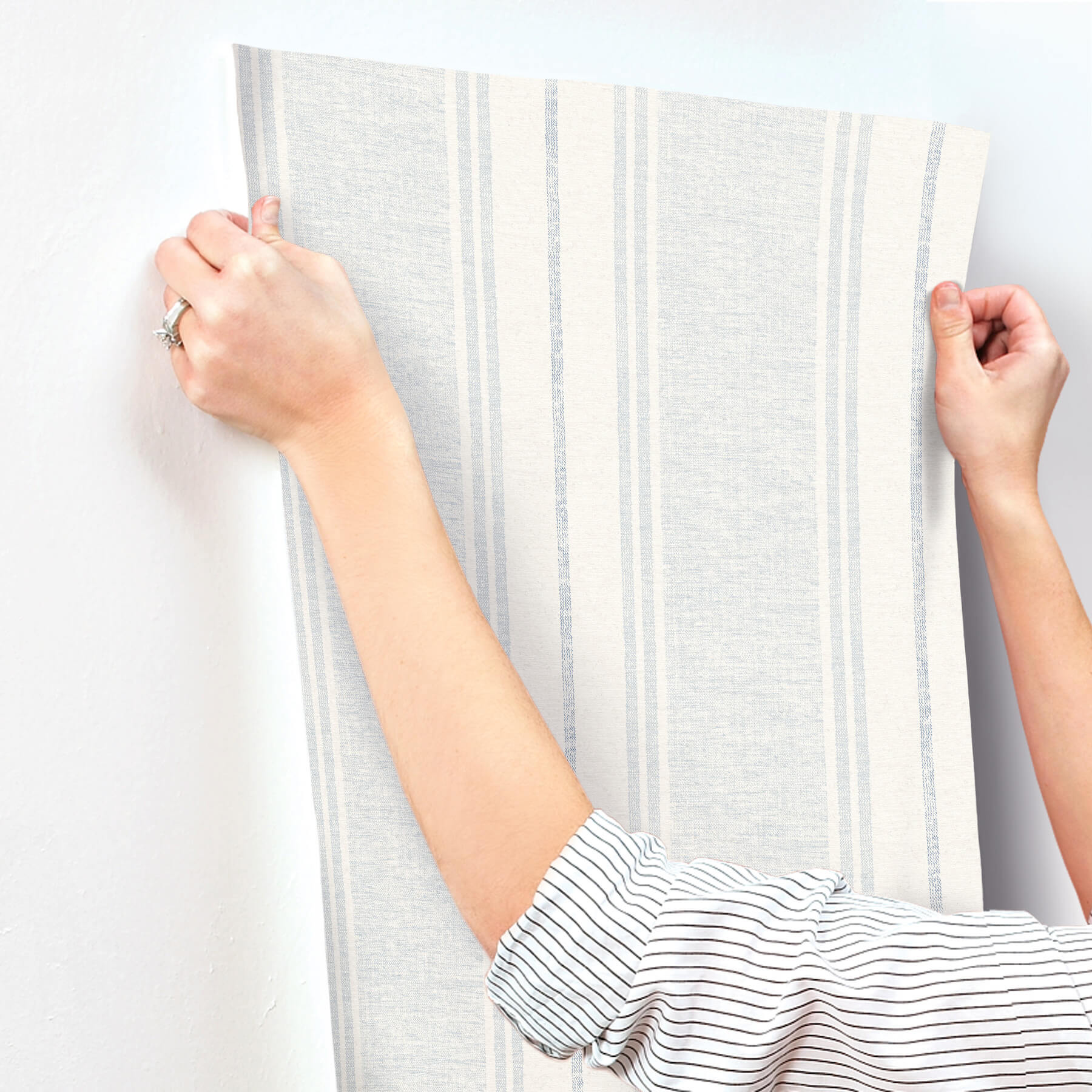 Maddox Sky Blue Flannel Stripe Wallpaper