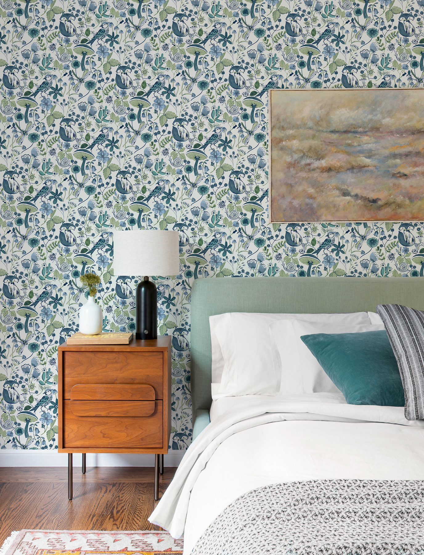 Wonder Teal Woodland Animals Wallpaper