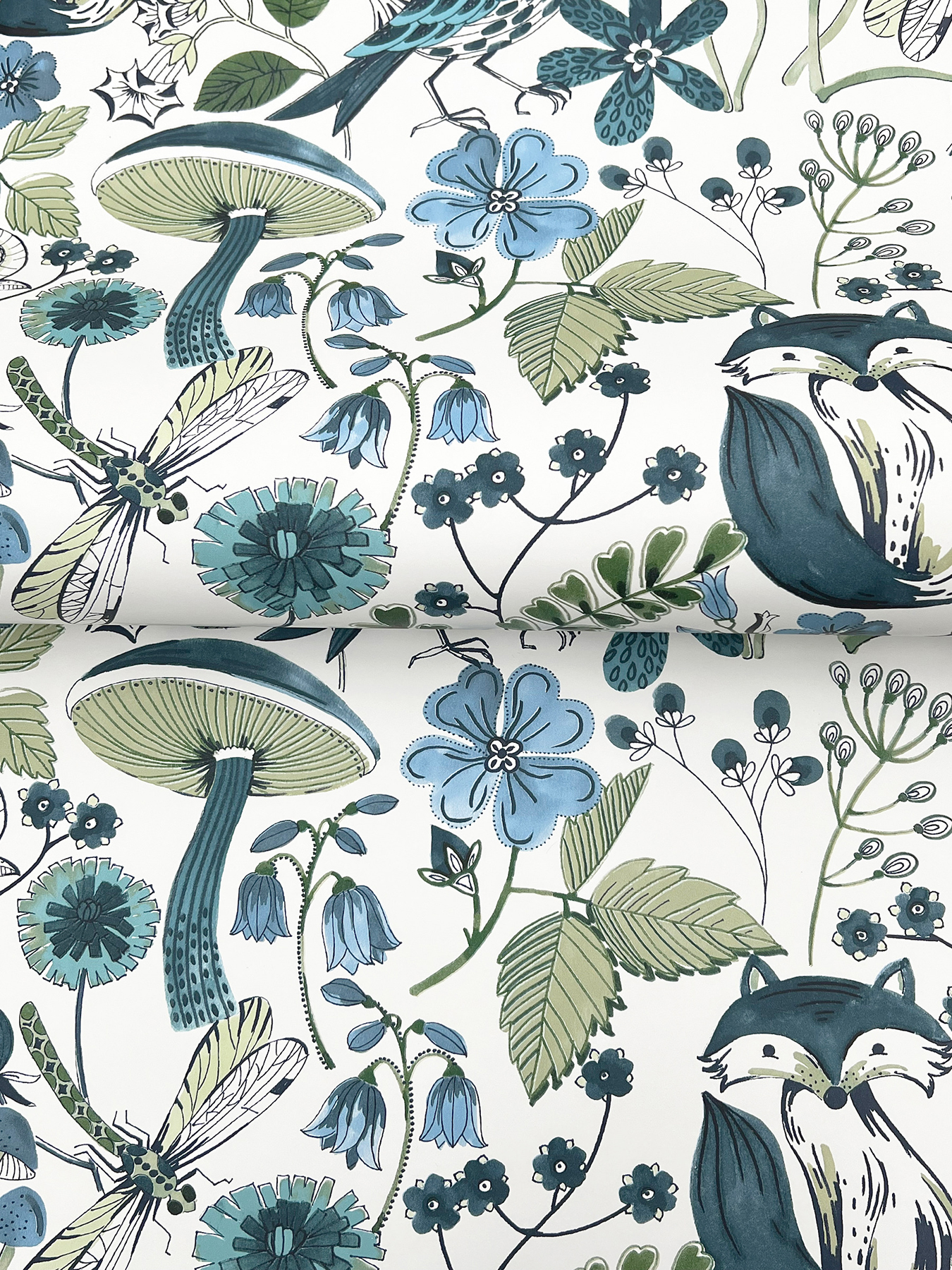 Wonder Teal Woodland Animals Wallpaper