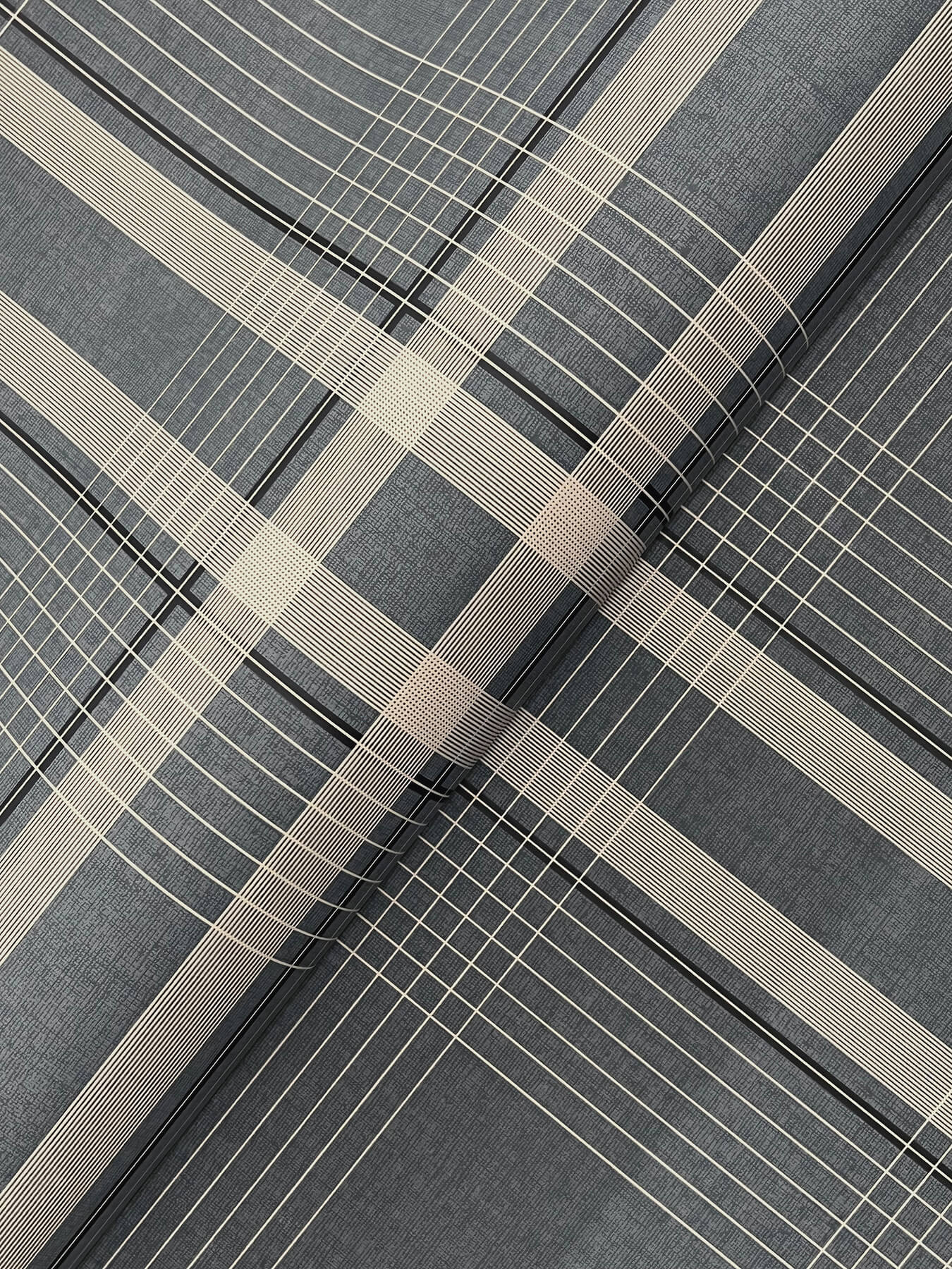 282-country-club-plaid-charcoal-faux-linen-wallpaper-4.jpg Country Club Plaid Charcoal Faux Linen Wallpaper