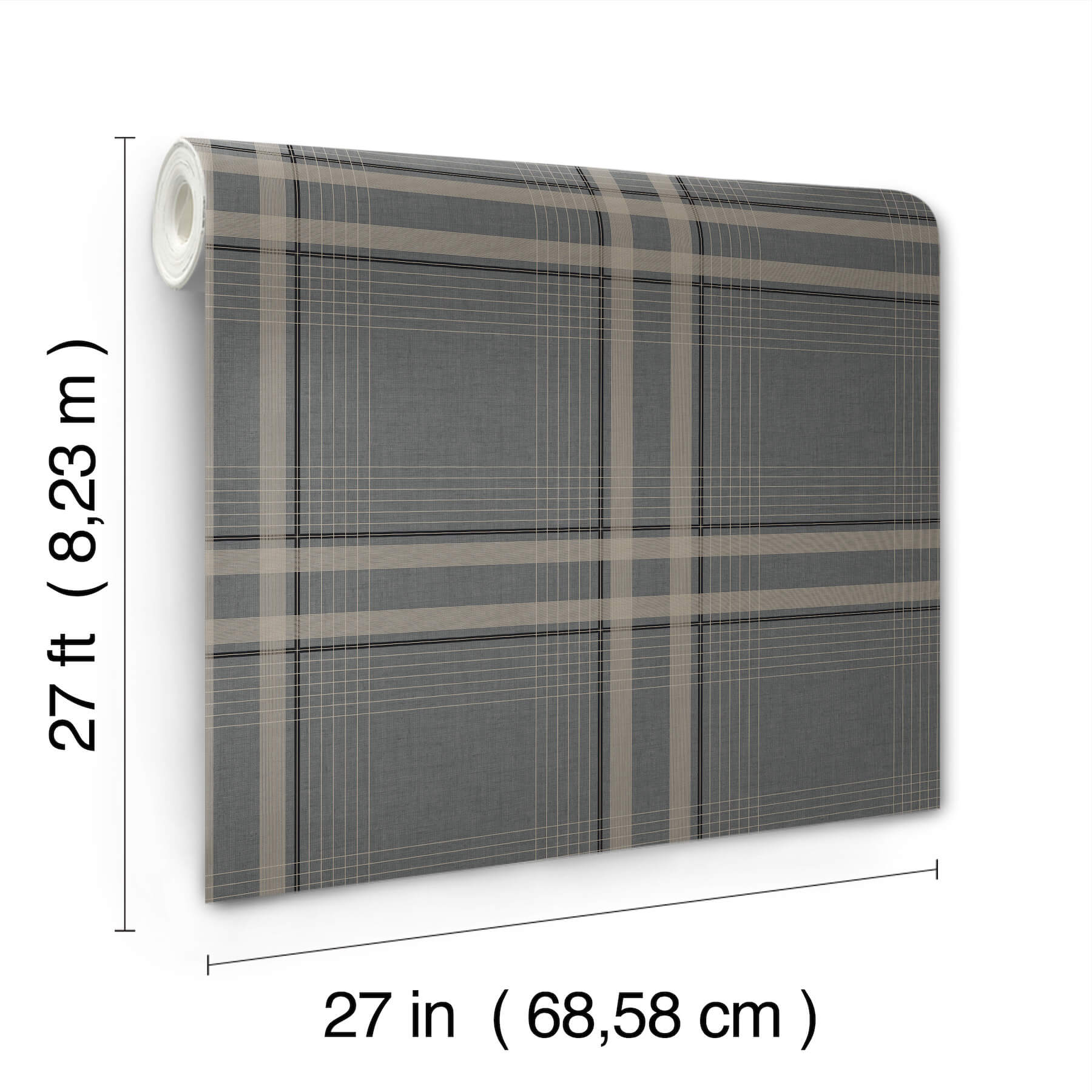 282-country-club-plaid-charcoal-faux-linen-wallpaper-6.jpg Country Club Plaid Charcoal Faux Linen Wallpaper